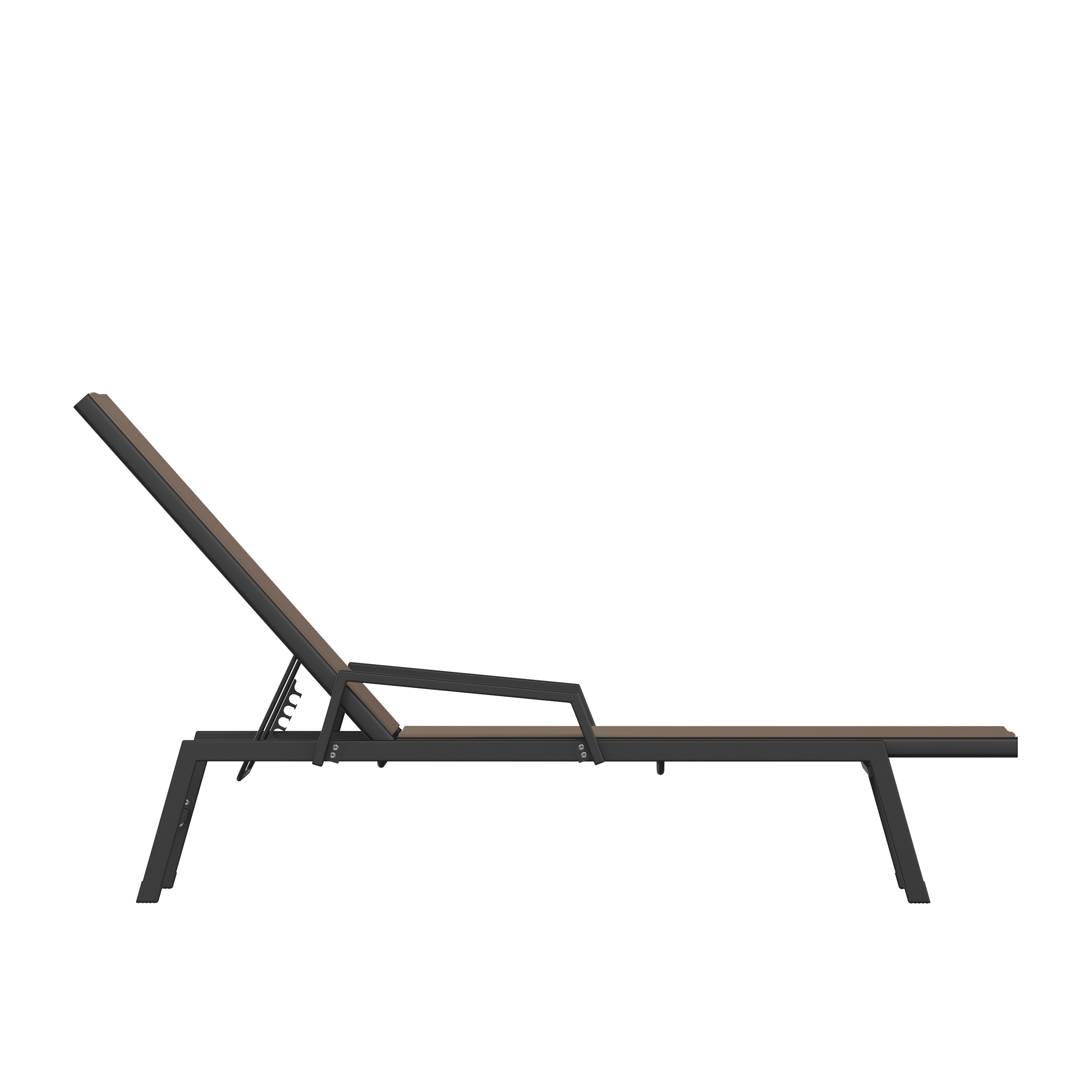 Brazos 62.5" Adjustable Outdoor Lounger in Black/Brown with Arms