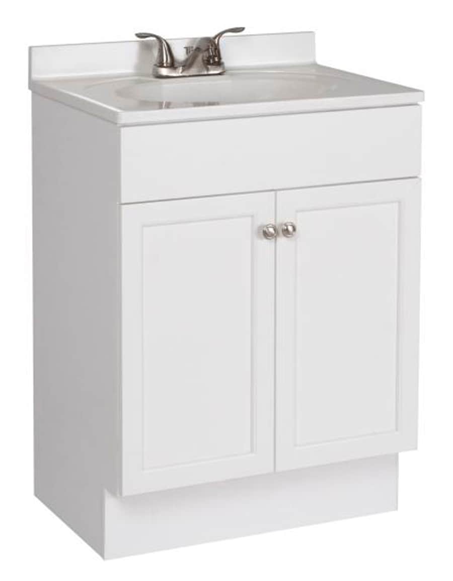 project source 24-in white shaker single sink bathroom vanity with