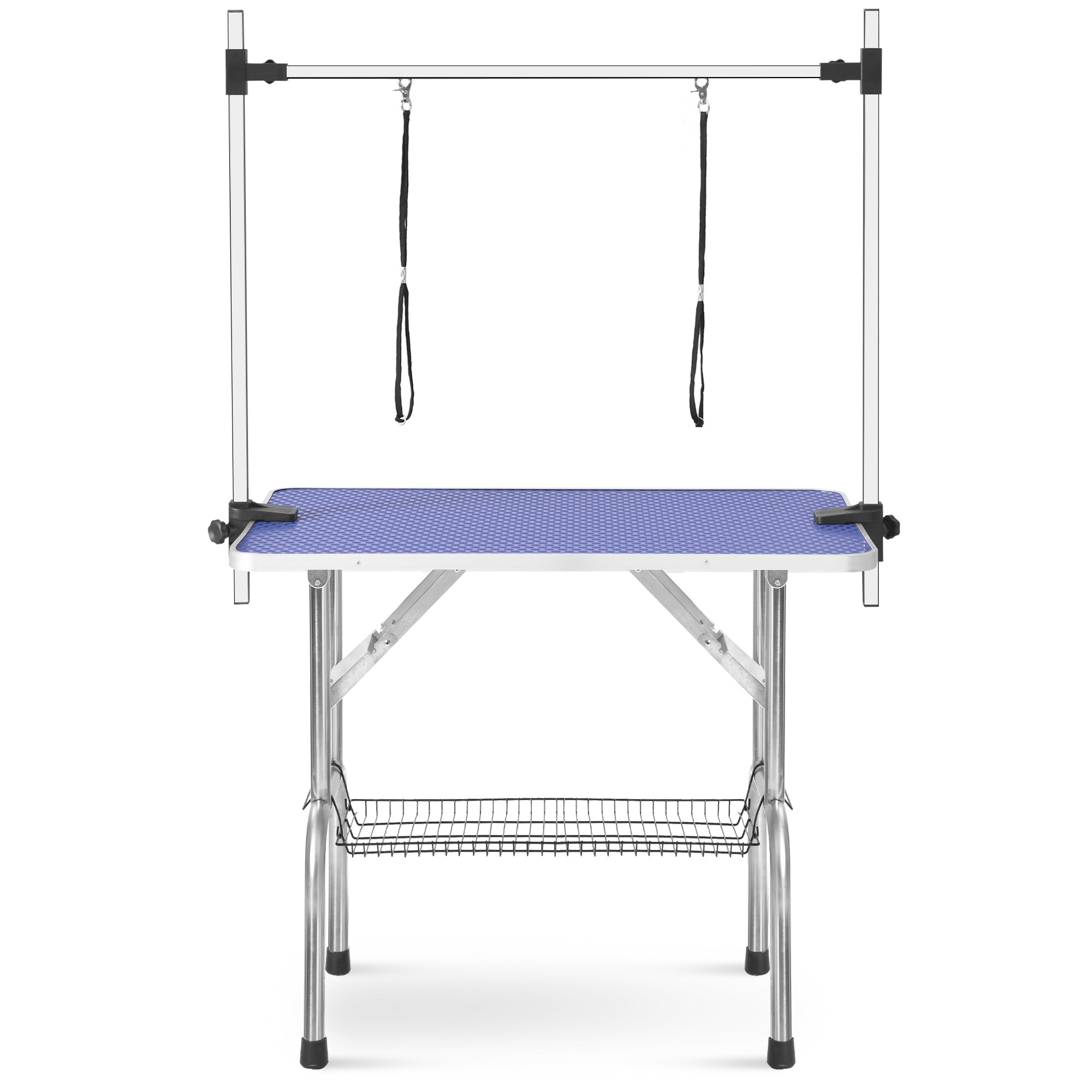 Mondawe Medium Dog Grooming Table - Adjustable Height, Metal Frame, Non-Slip Surface - Blue Stainless Steel | MD-WF2821A