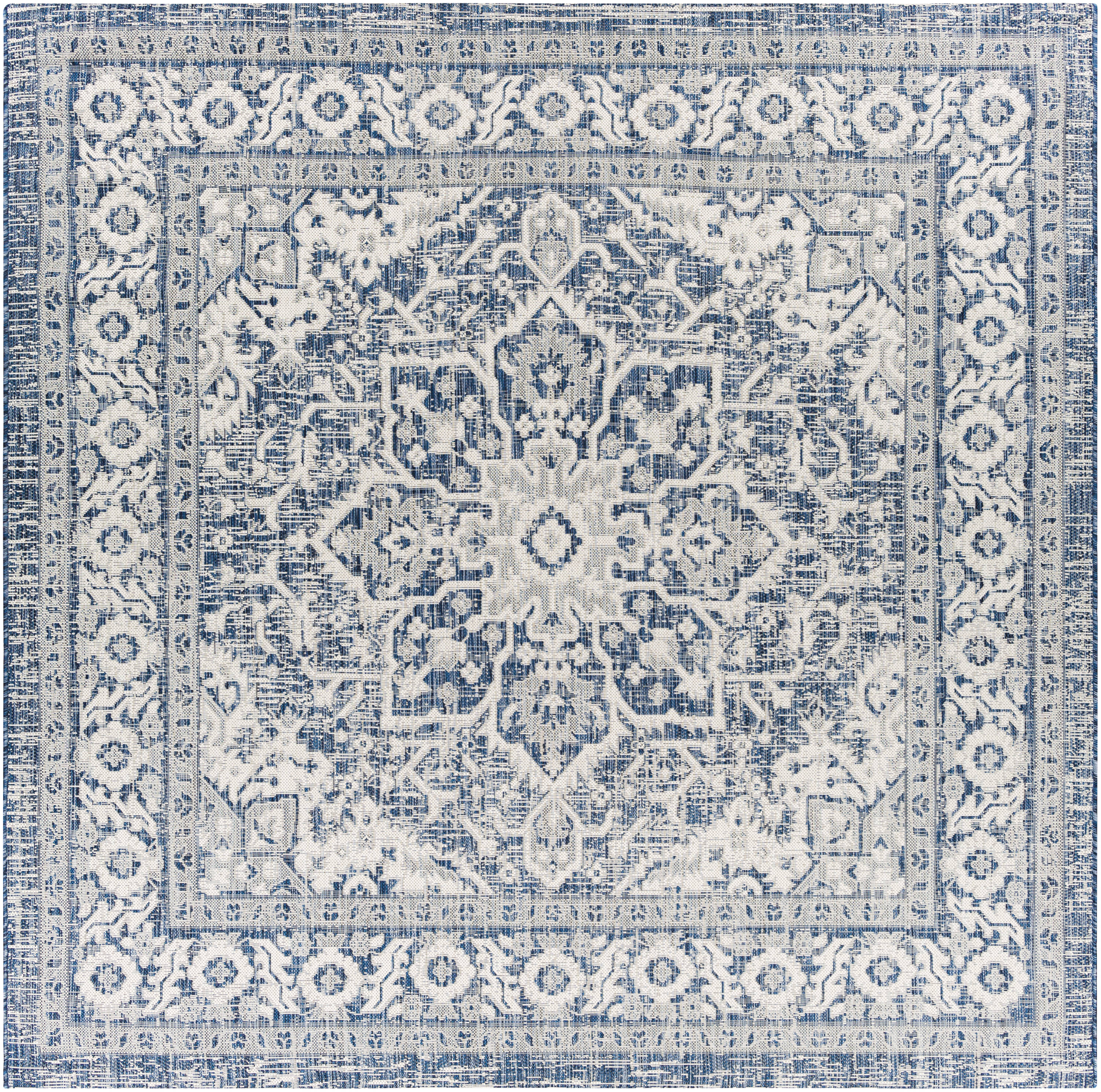 Livabliss EAG2336-710SQ Eagean 8 x 8 (ft) Polypropylene Navy Square Indoor/Outdoor Medallion Oriental Area rug