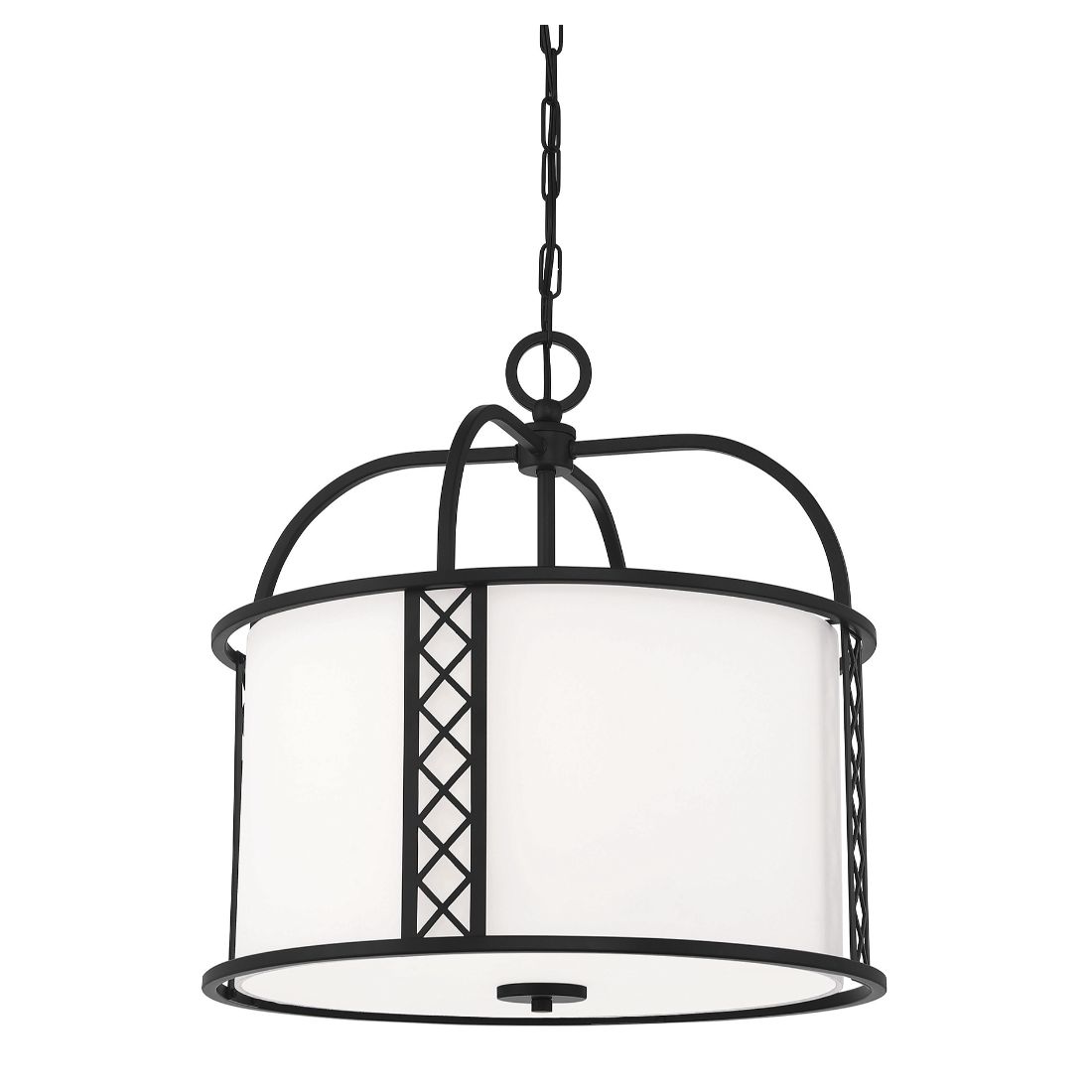 3-Light Matte Black Transitional Drum Hanging Pendant Light at Lowes.com