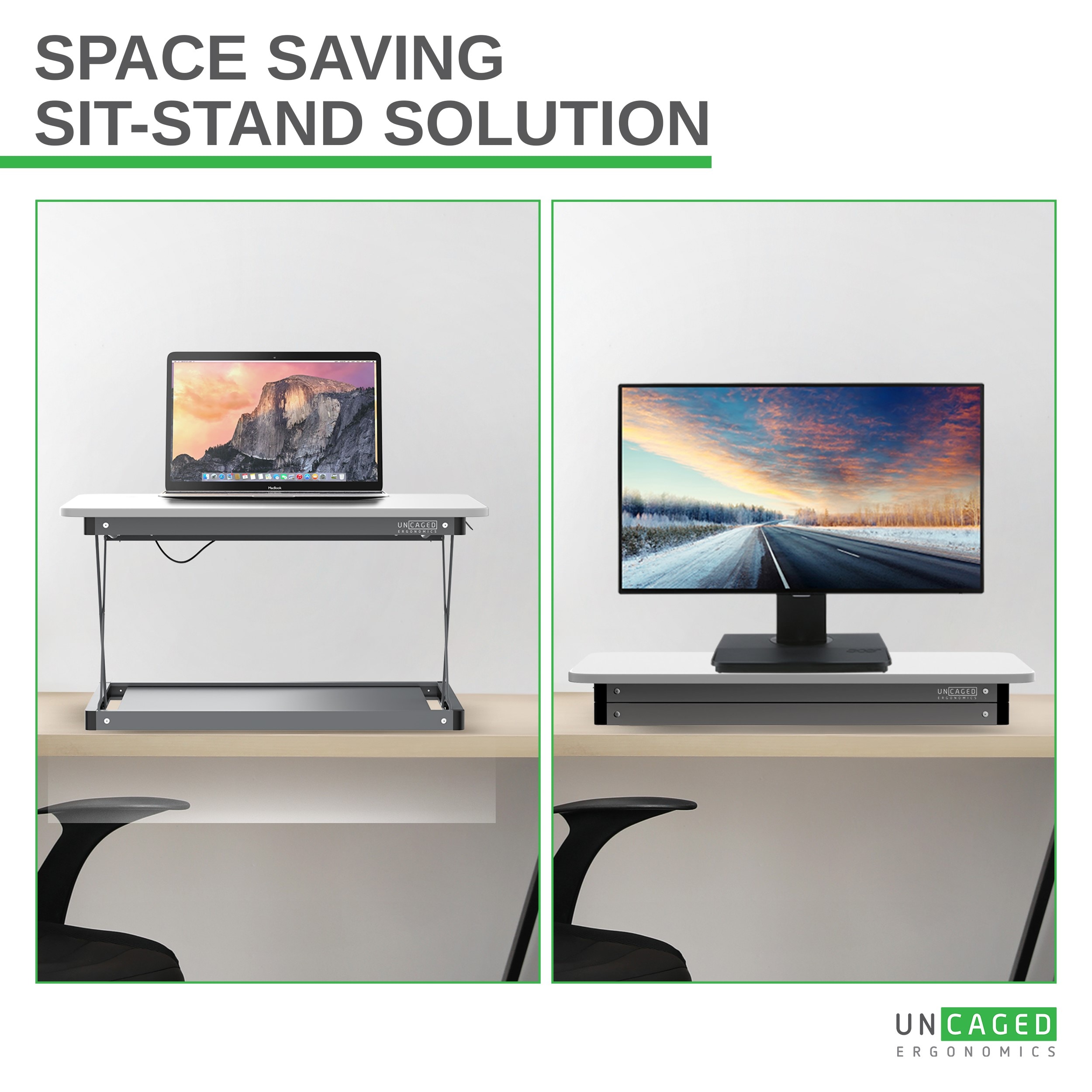 Elevate 27.5" White Steel Adjustable Standing Desk Converter