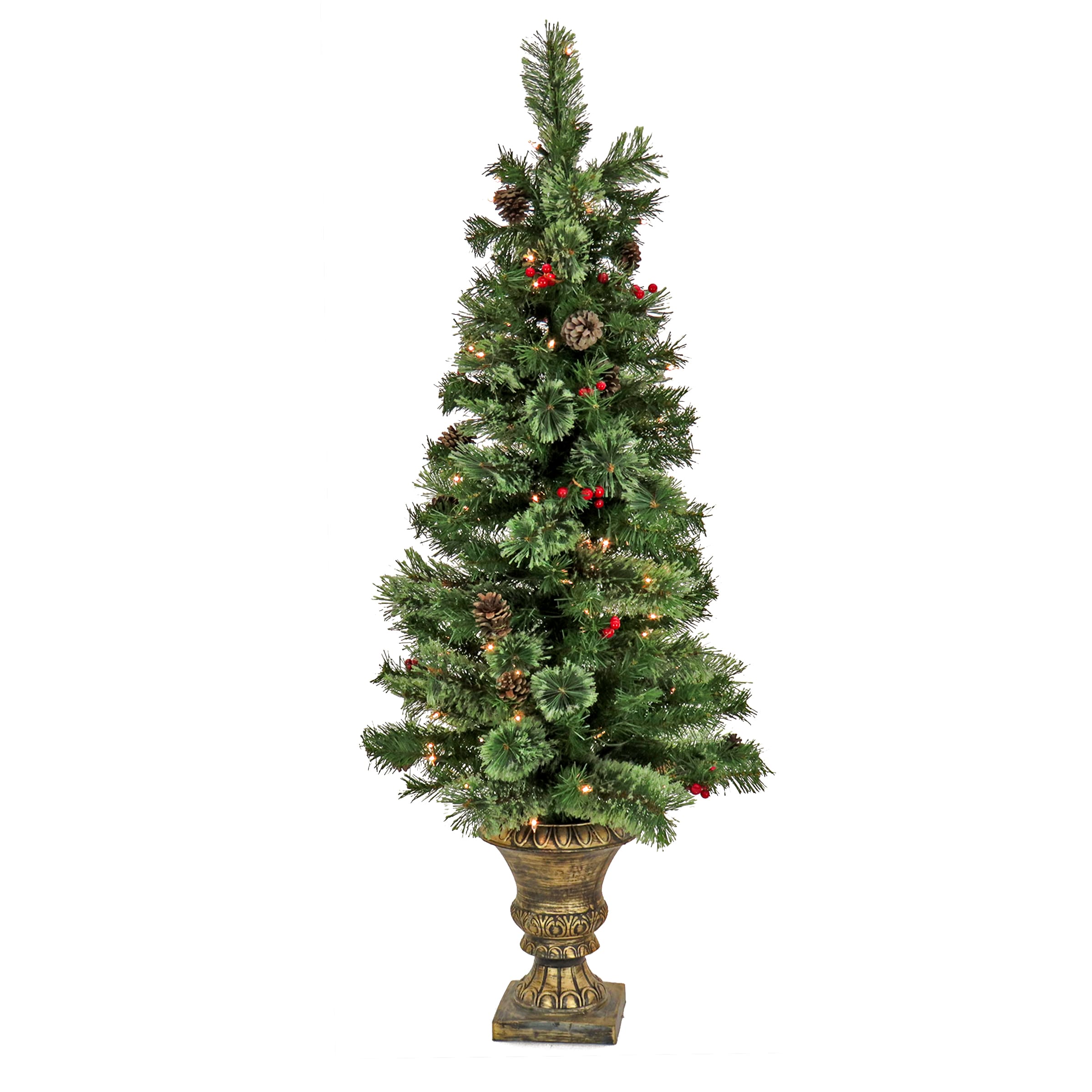 National Tree Company CCB7-45LO 4.5-ft Pine Pre-lit Artificial Christmas Tree with Clear Incandescent Lights