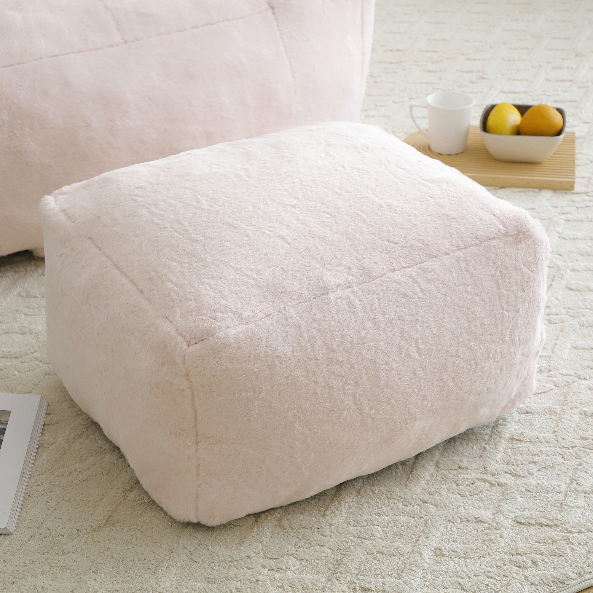 Horizons Prime 45 inch x 36 inch x 26 inch Pink Faux Fur Shell-Shaped ...