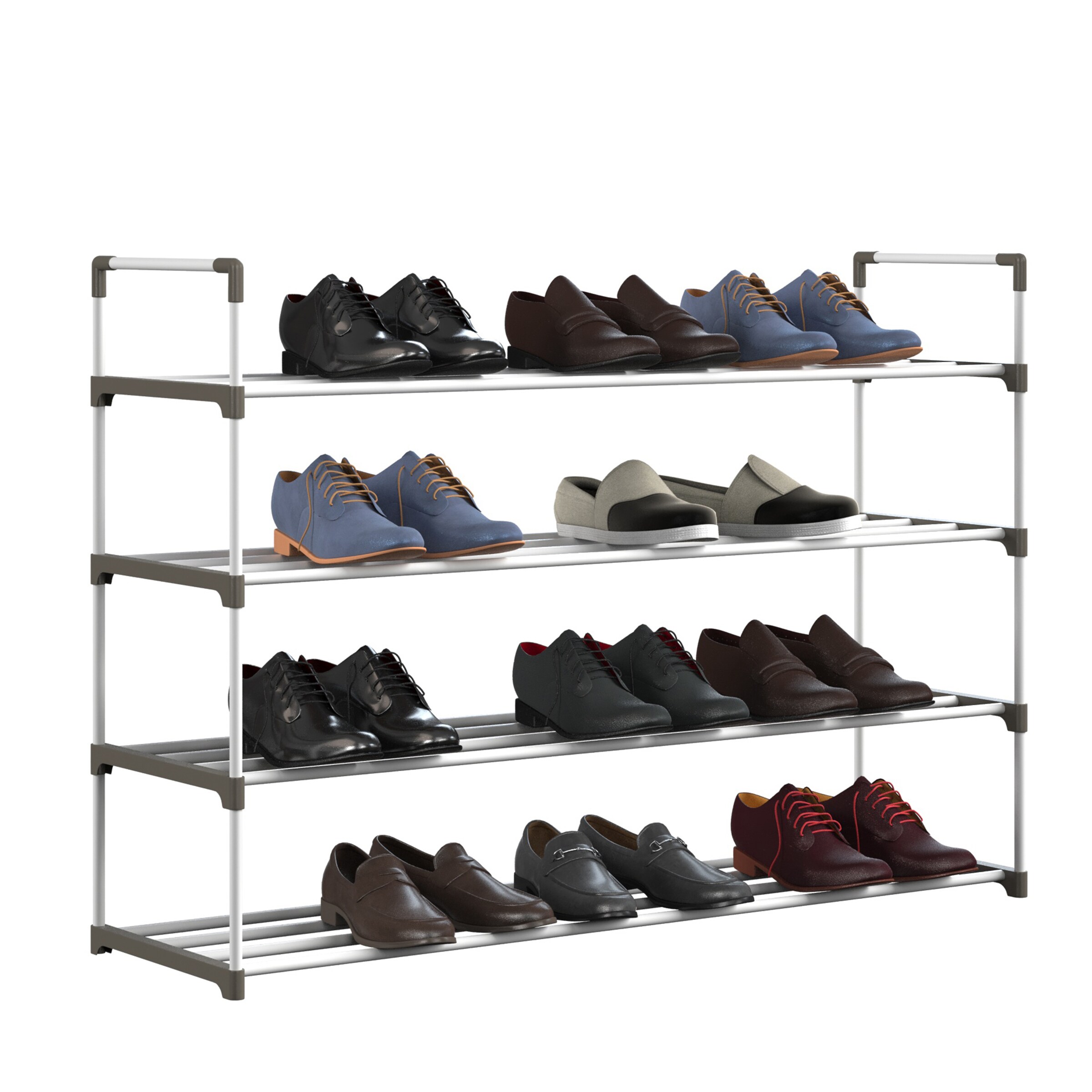 Rubbermaid Freestanding 4-Tier Wire Shelf Shoe Rack and Organizer, White