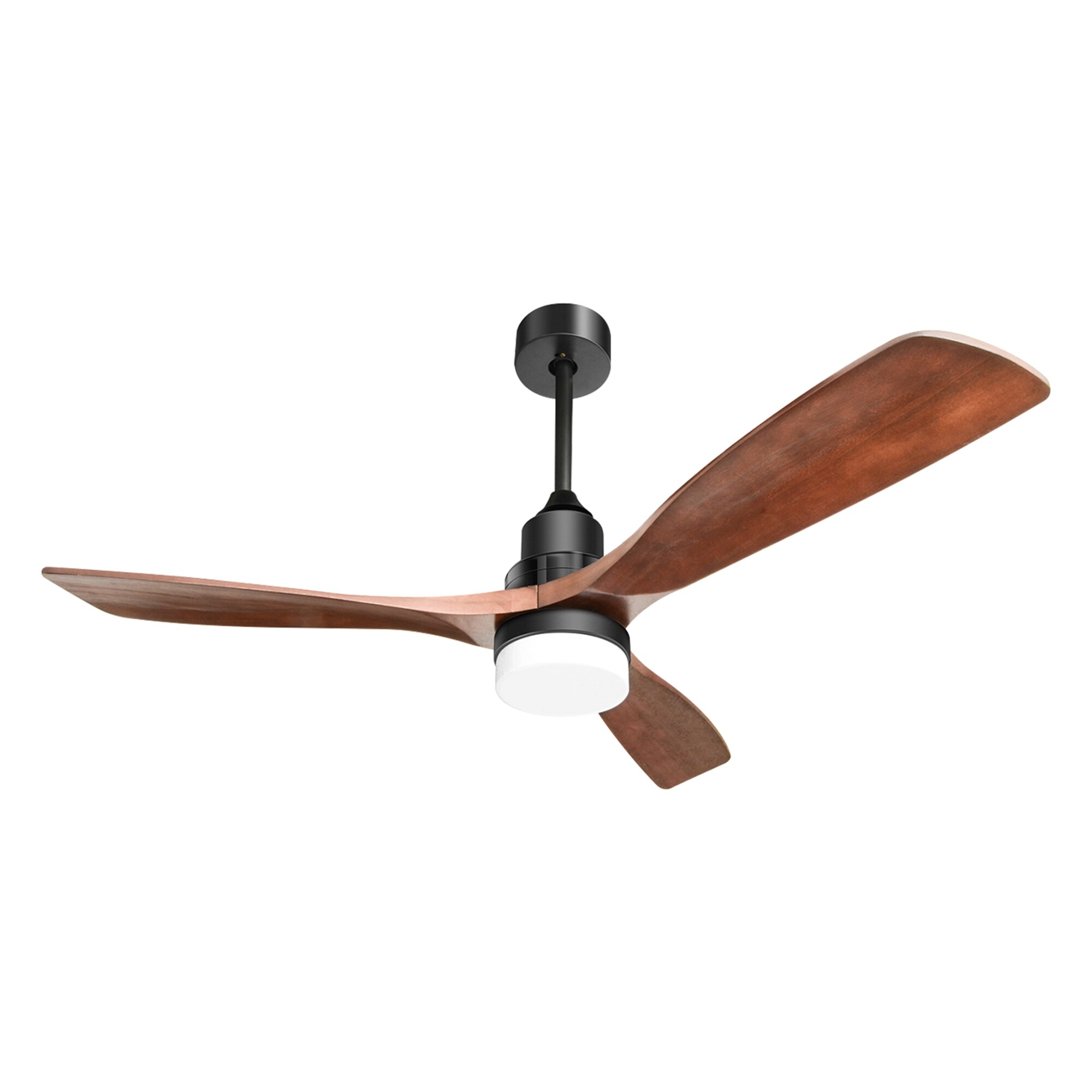 Bybafun 52-in Black + Brown with Wood Blades Color-changing Integrated ...