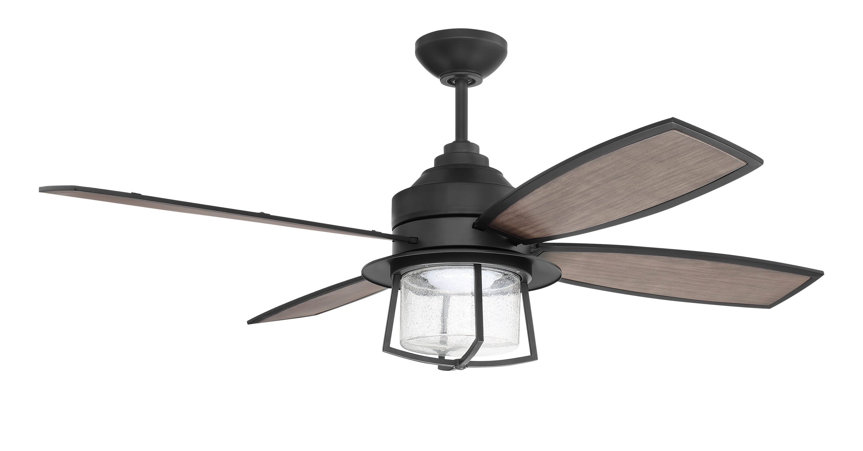 Craftmade WAT52FB4 Waterfront 52-in Integrated LED Outdoor Flat Black with Flat Black Blades Ceiling Fan With Light - Remote Included ( 4 -Blade )
