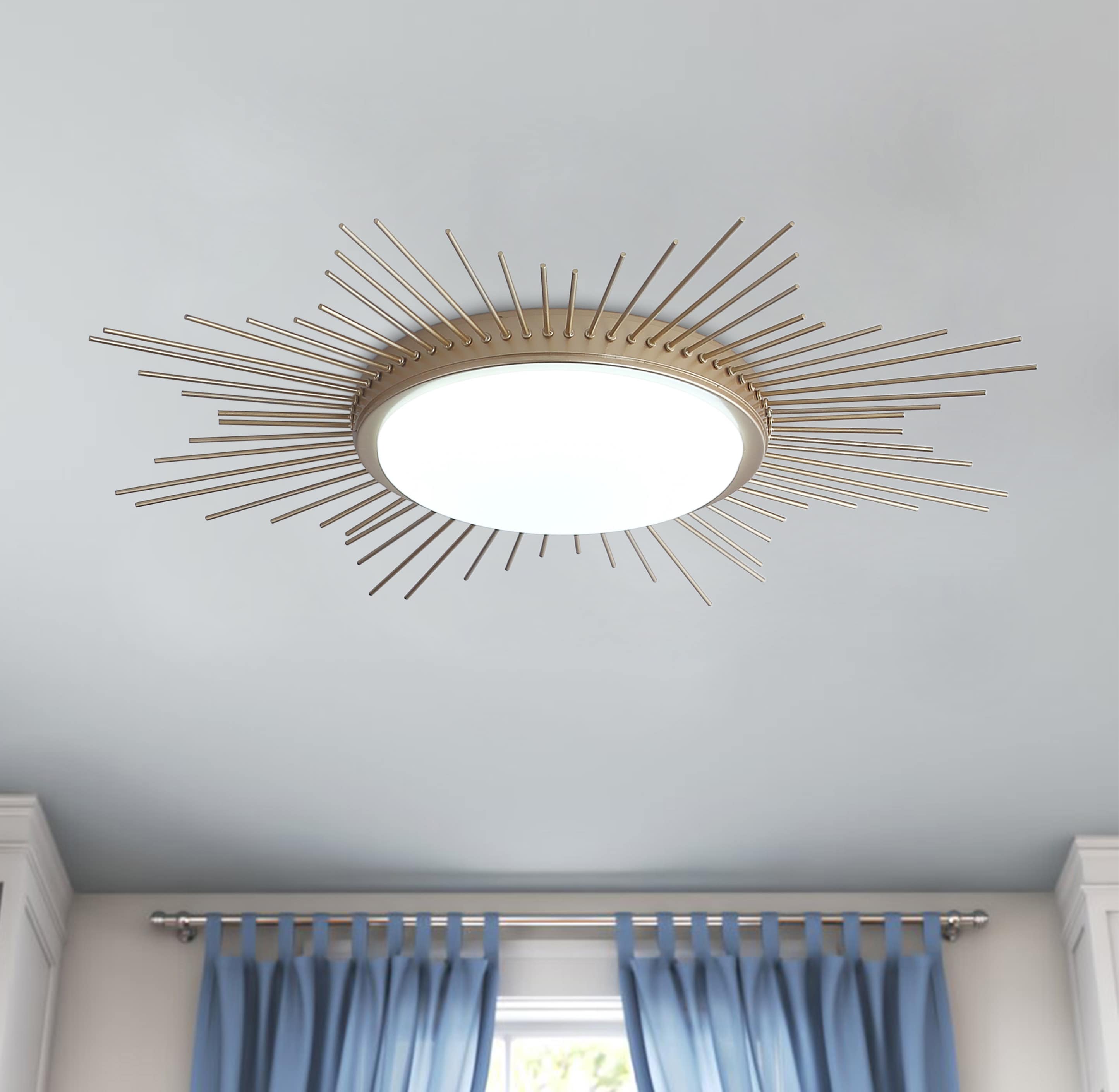 Aiwen PZE-204GD 1 -Light 27.6-in Gold Integrated LED Flush Mount Light ENERGY STAR Certified