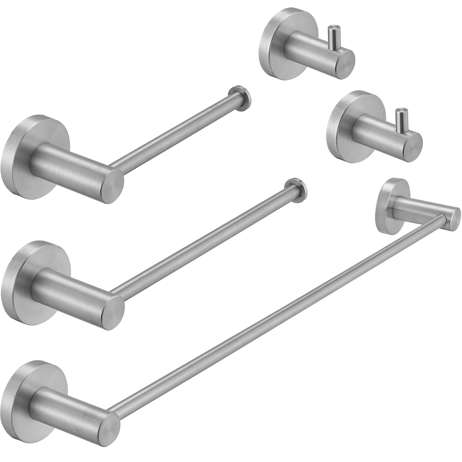 BWE 5-Piece A-91013 Bath Hardware Brushed Nickel Decorative Bathroom  Hardware Set with Towel Bar,Toilet Paper Holder and Robe Hook in the  Decorative Bathroom Hardware Sets department at