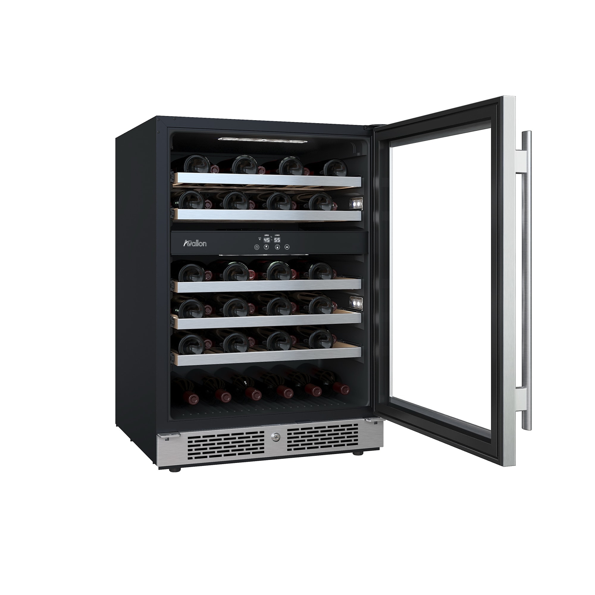 Avallon 24 Inch Dual Zone Wine Cooler with Wood Trim