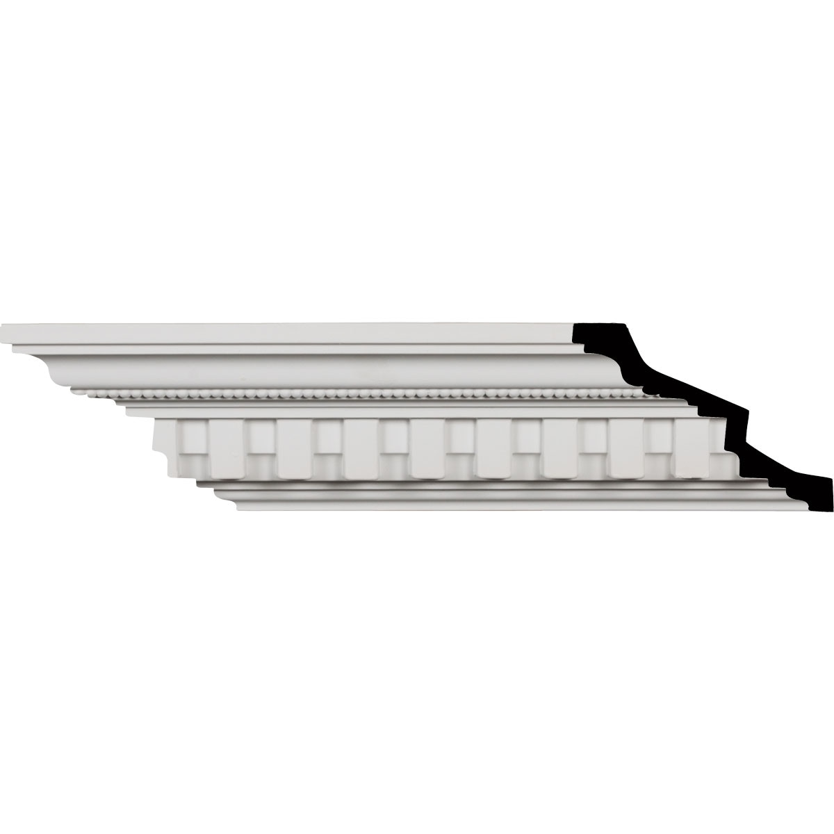 Ekena Millwork 687001 Kepler Dentil with Bead 5-1/2-in x 7-ft 10-1/2-in Primed Urethane Crown Moulding 12 -Pack