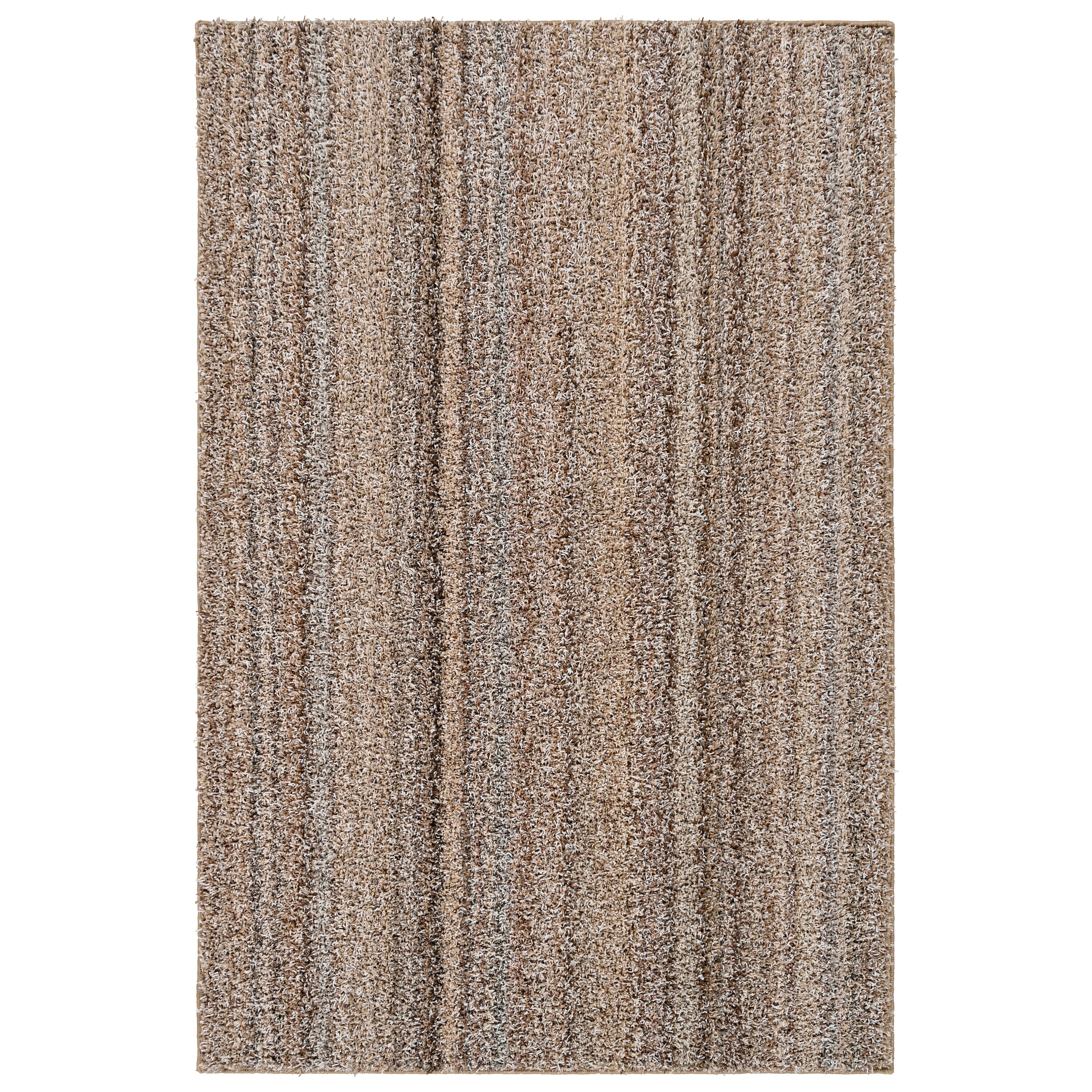 Cozy Stripe Shag 4' x 6' Earth Tone Synthetic Area Rug