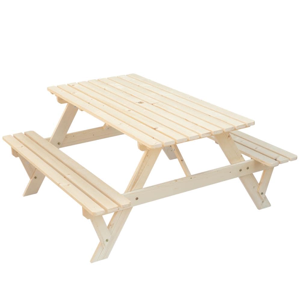 Gardenised QI003905.N 59-in Brown wood Rectangle Picnic Table