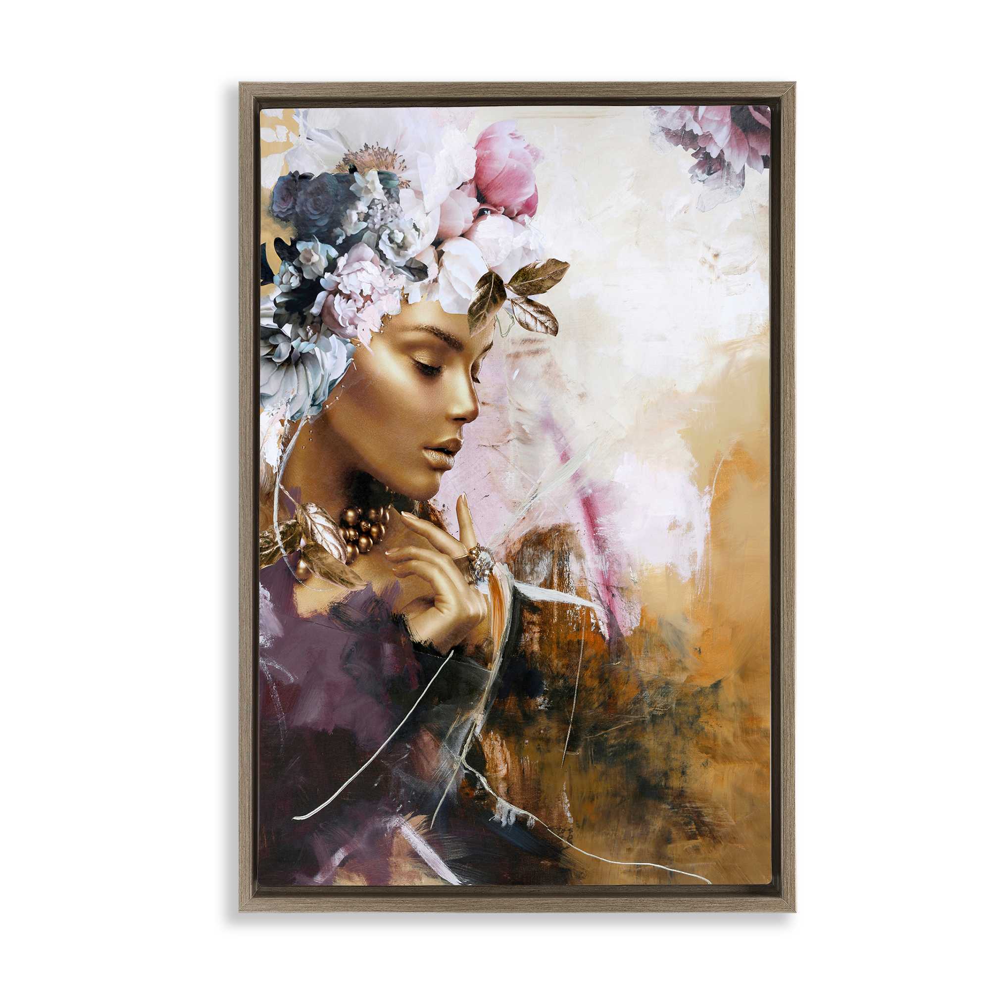 Stupell Industries BS-795-FFE-20X30 Elegant Woman and Florals Floating Frame design by Design Fabrikken