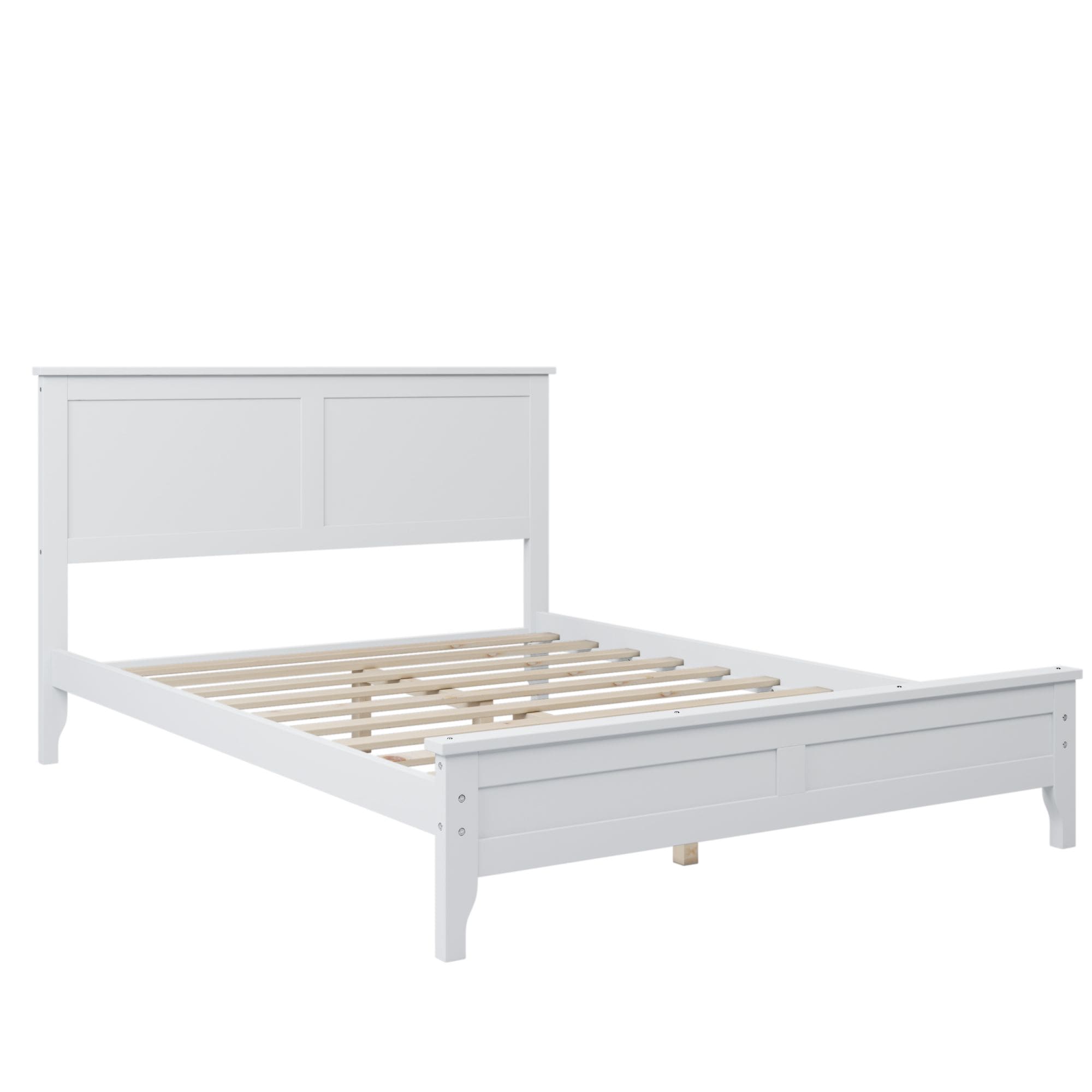 Yiekholo White Full Platform Bed with Headboard and Footboard in the ...