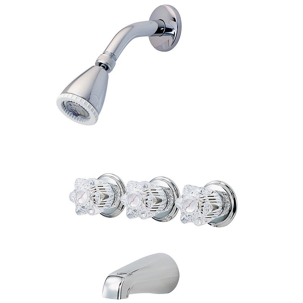 Pfister 01 Series Chrome 3-handle Commercial Bathtub and Shower Faucet ...