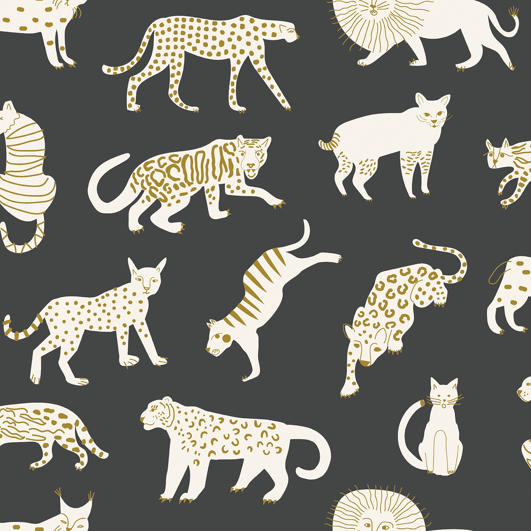 Leah Duncan Black Kitty Kitty Peel and Stick Wallpaper in the Wallpaper