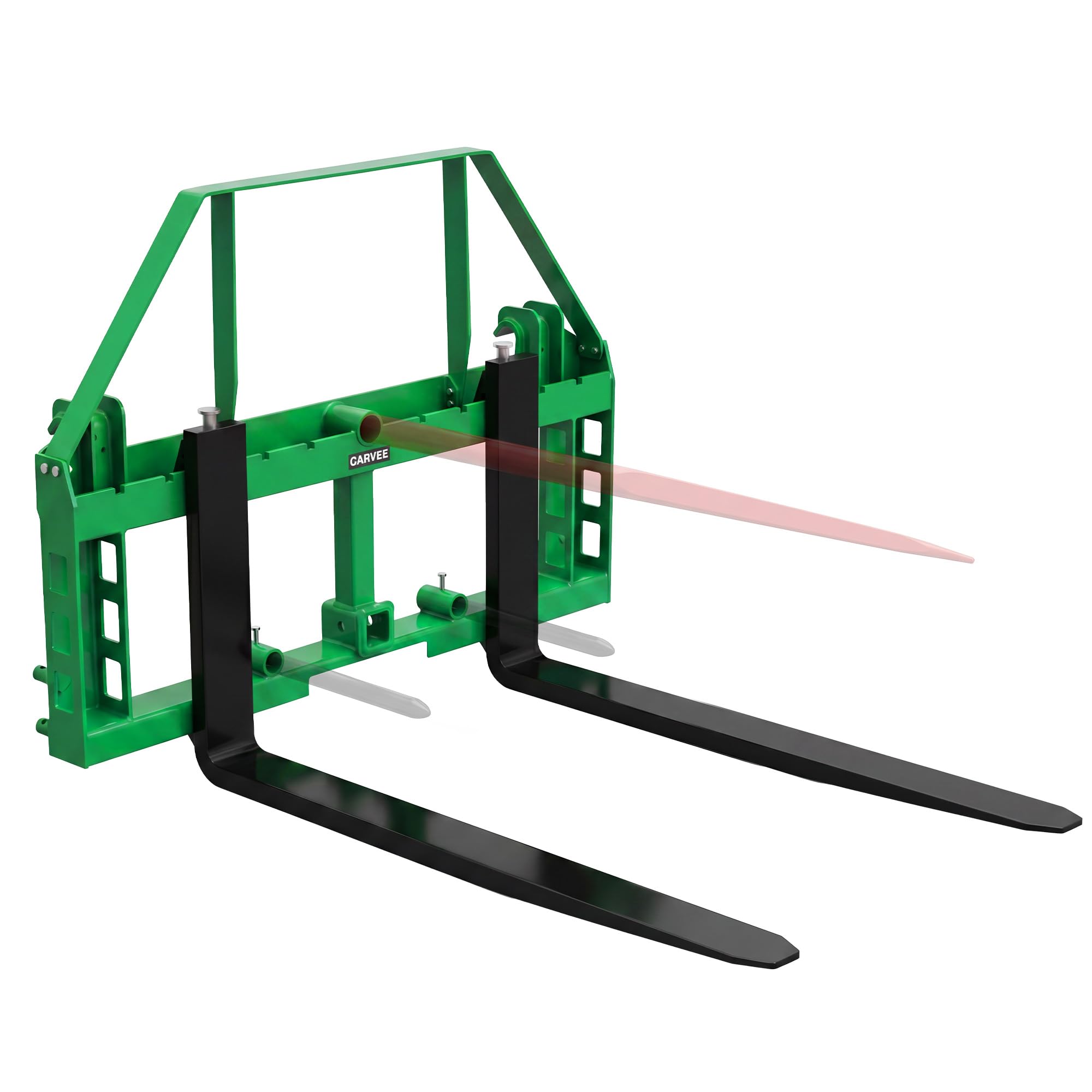 GarveeLife Adjustable Pallet Fork Attachment for JD Skid Steers and Tractors with Full Headache Rack and Built-In 2-in Receiver Hitch