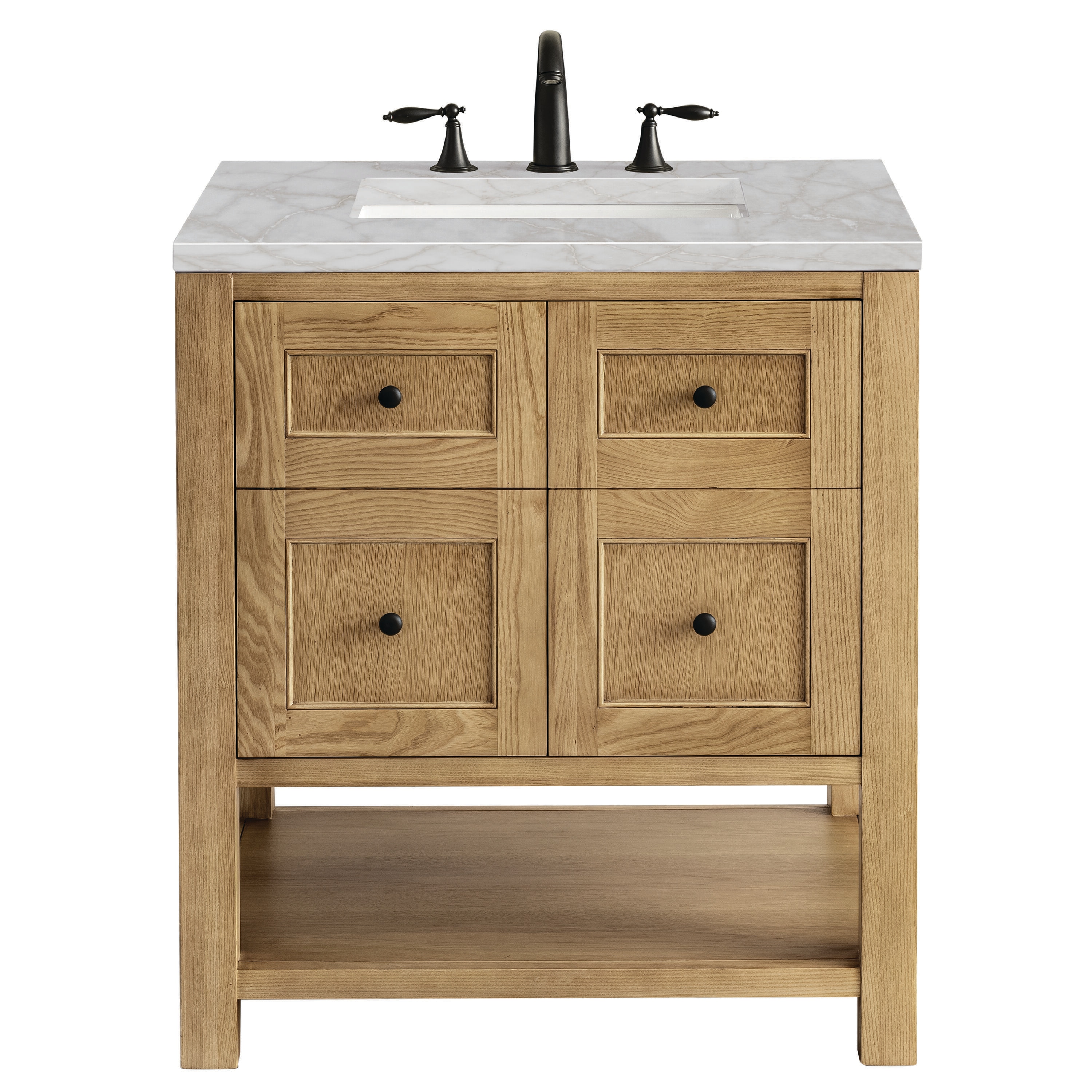 James Martin Vanities 330-V30-LNO-3VSL Breckenridge 30-in Light Natural Oak Undermount Single Sink Bathroom Vanity with Victorian Silver Quartz Top