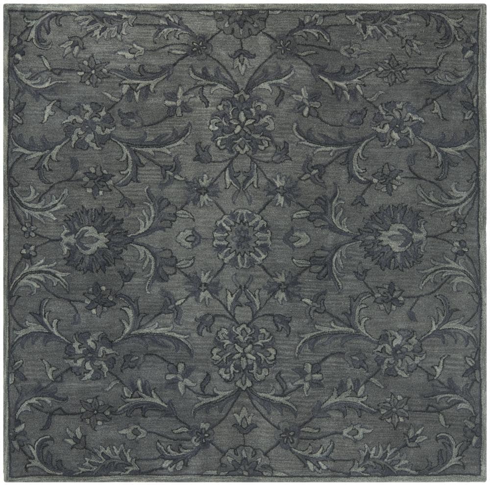 Safavieh AT824B-6SQ Antiquity Tousher 6 x 6 (ft) Tufted Wool Gray/Multi Square Indoor Floral/Botanical Vintage Area rug