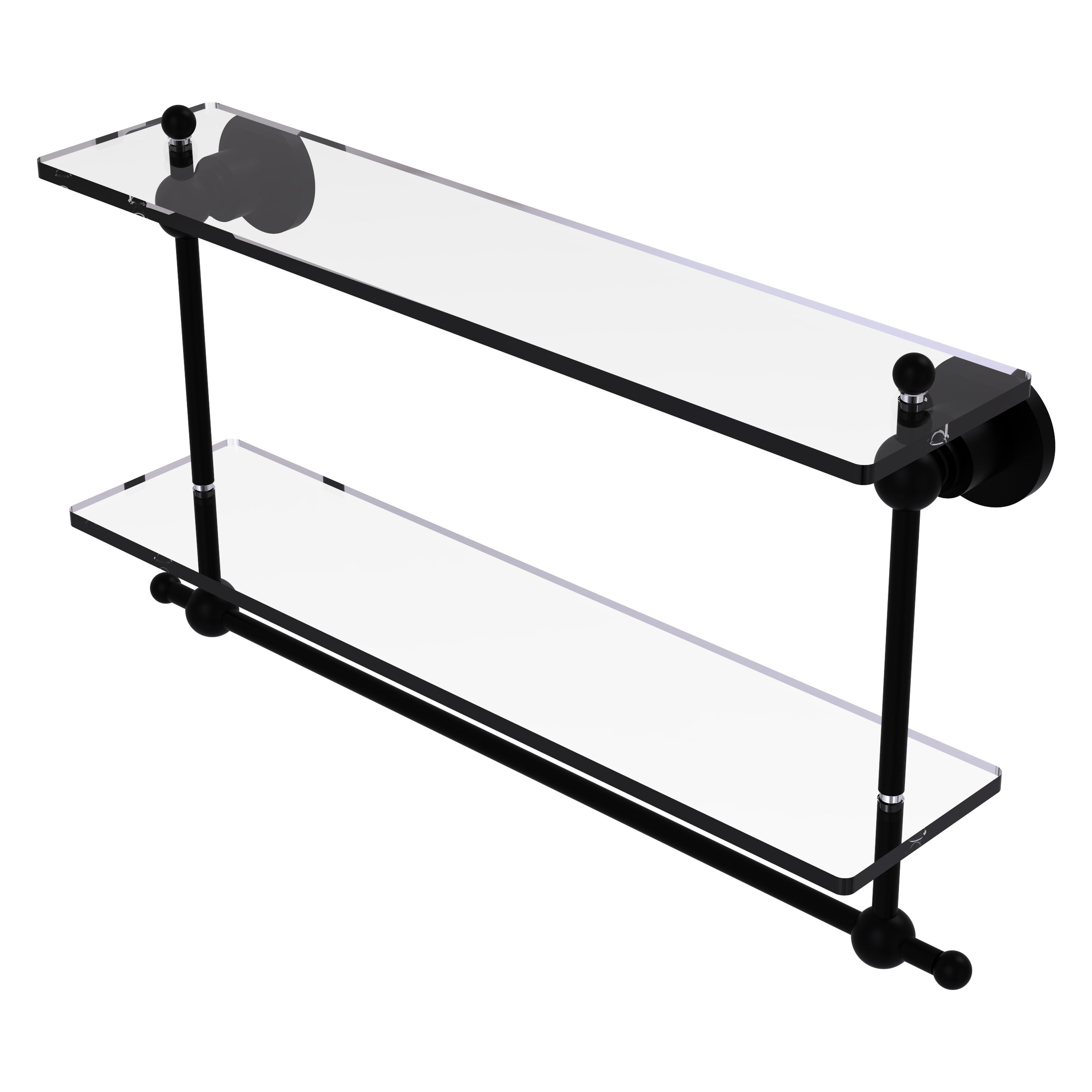 Allied Brass AP-2TB/22-BKM Astor Place Matte Black 2 -Tier Wall mount Bathroom Shelf ( 22-in x 12-in x 5-in )