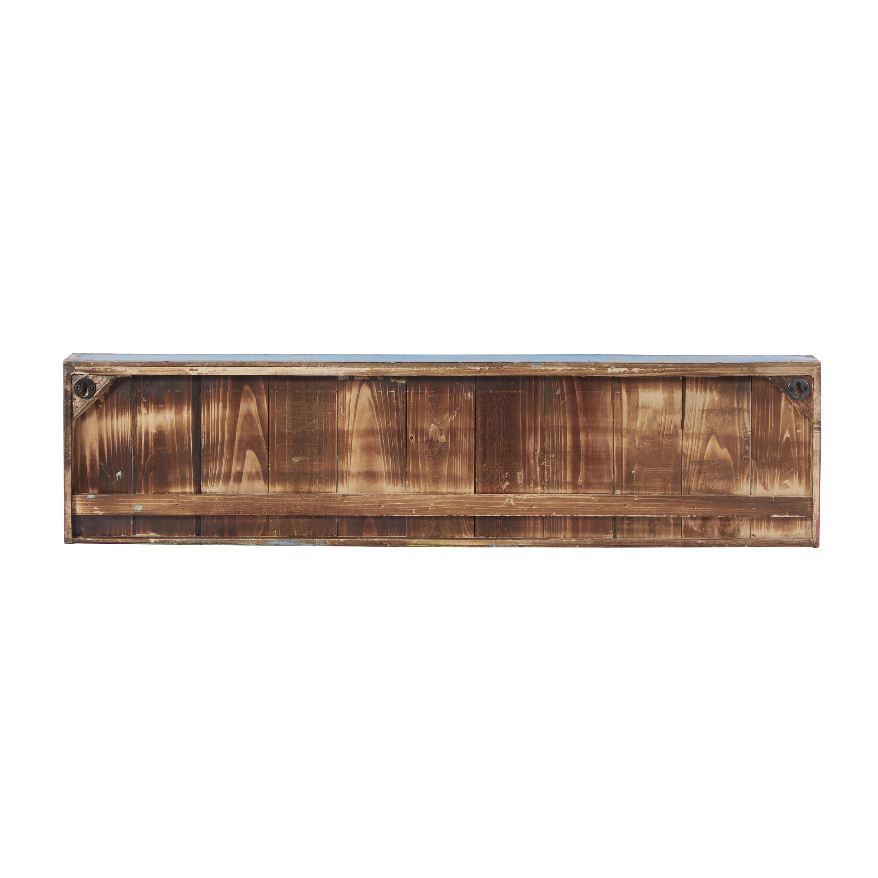 Rustic Multicolor Wood and Metal Wall Hook with Shelf