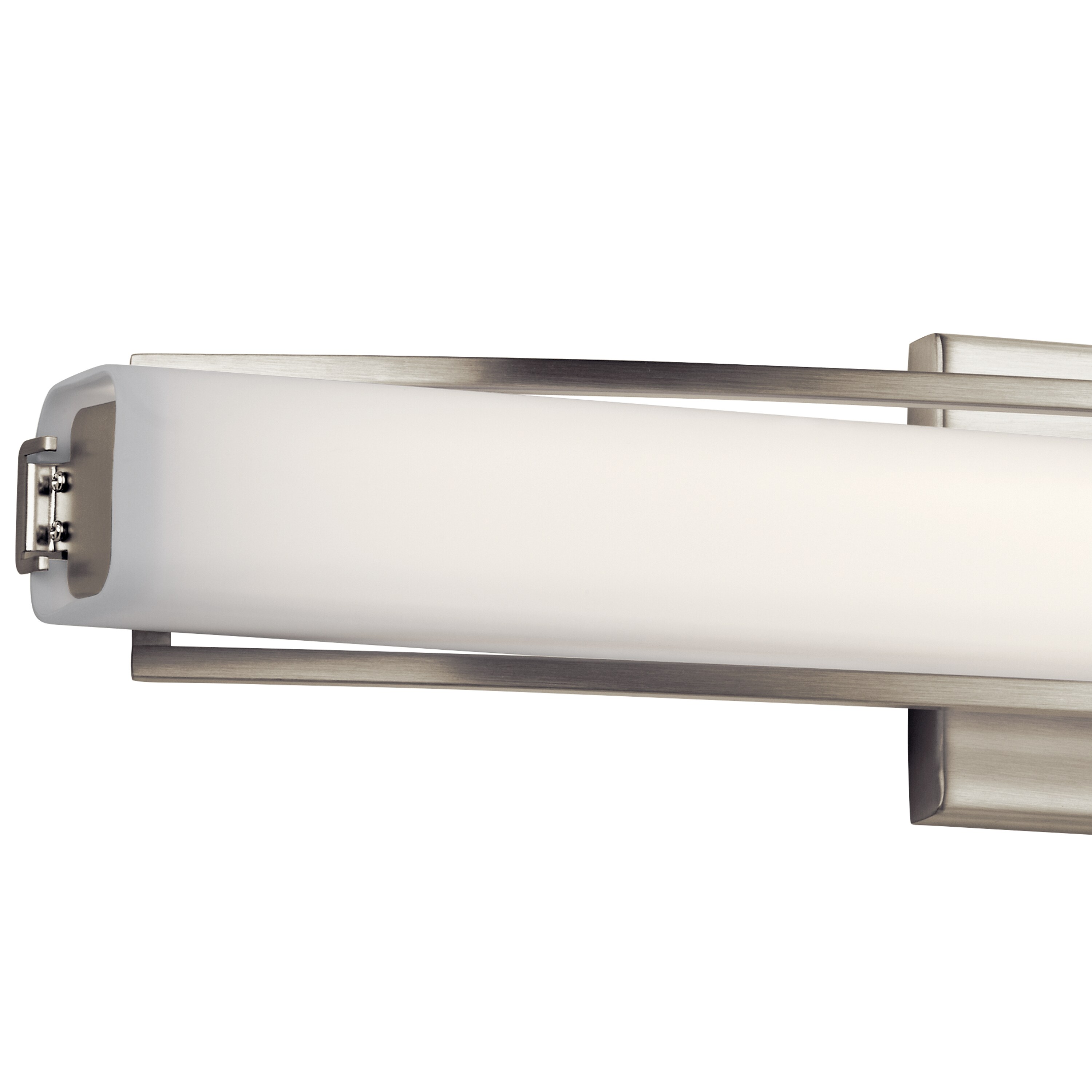 Perov Brushed Nickel 13.25" LED Linear Bath Vanity with Etched Opal Glass