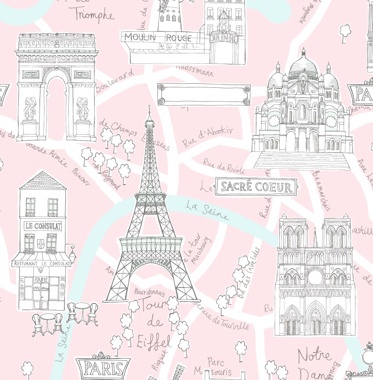 NextWall NW44801 30.75-Sq. Feet Pale Pink Vinyl Scenic Self-adhesive Peel and Stick Wallpaper