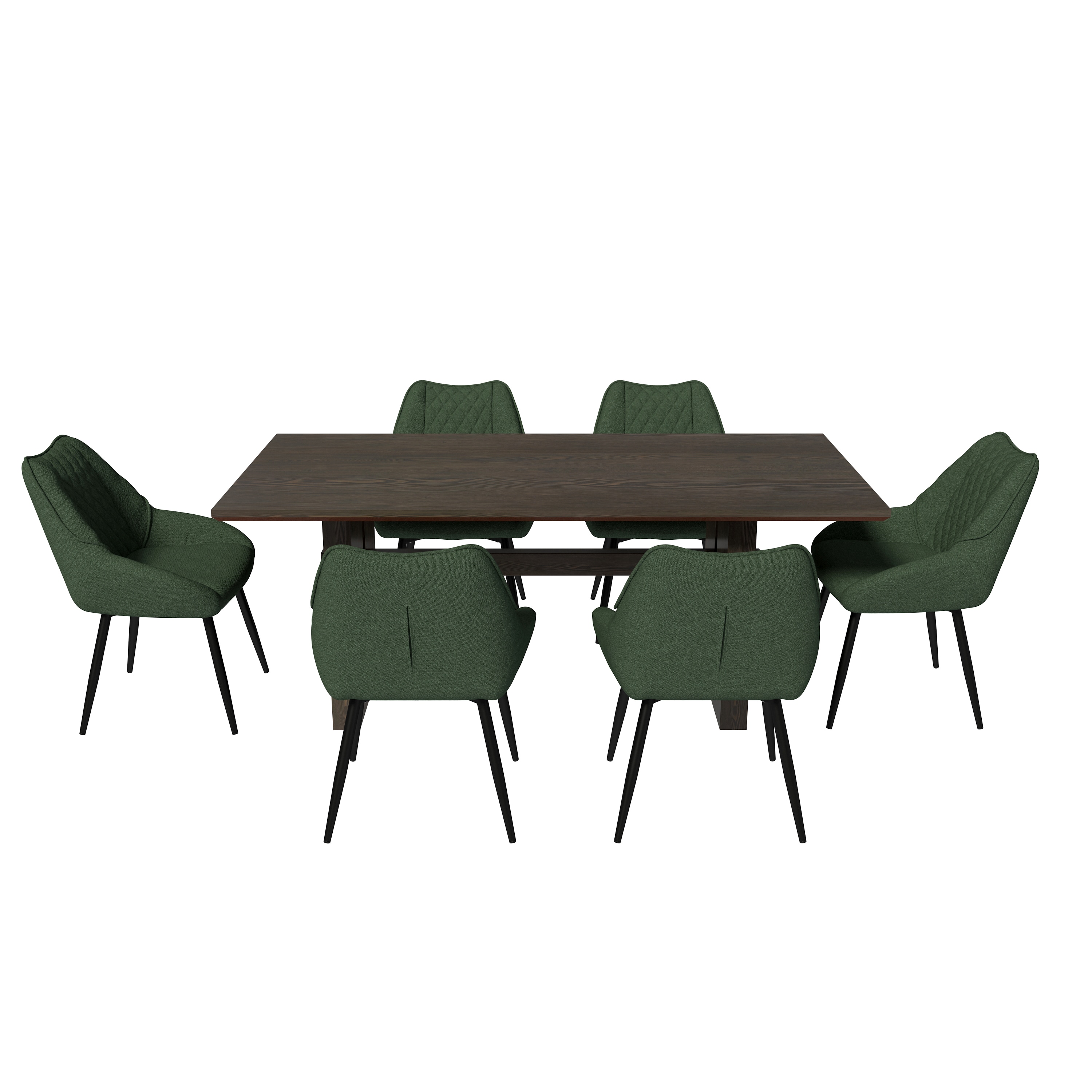 Clihome CL-172353GR Green Chair/Dark Brown Table Contemporary/Modern Dining Room Set with Rectangular Table ( Seats 6 )