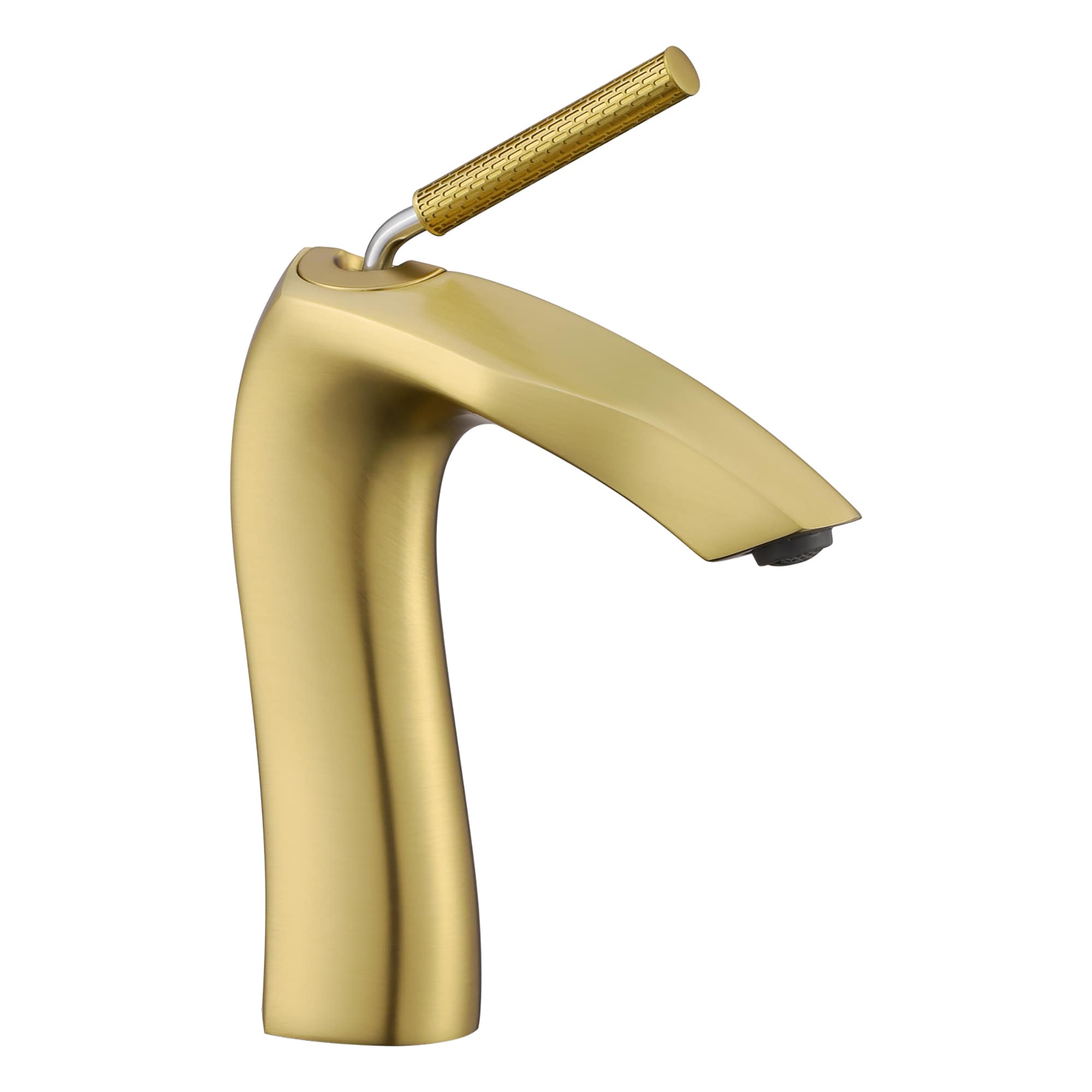 GLANZEND  Brushed Gold Single Hole Single Handle NSF Lavatory Bathroom Sink Faucet Deck Plate Supply Lines