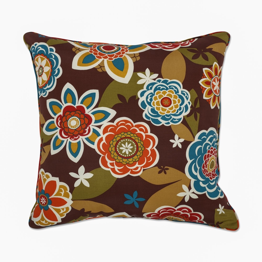 Pillow Perfect Annie/Westport Chocolate Floral Brown Square Throw ...