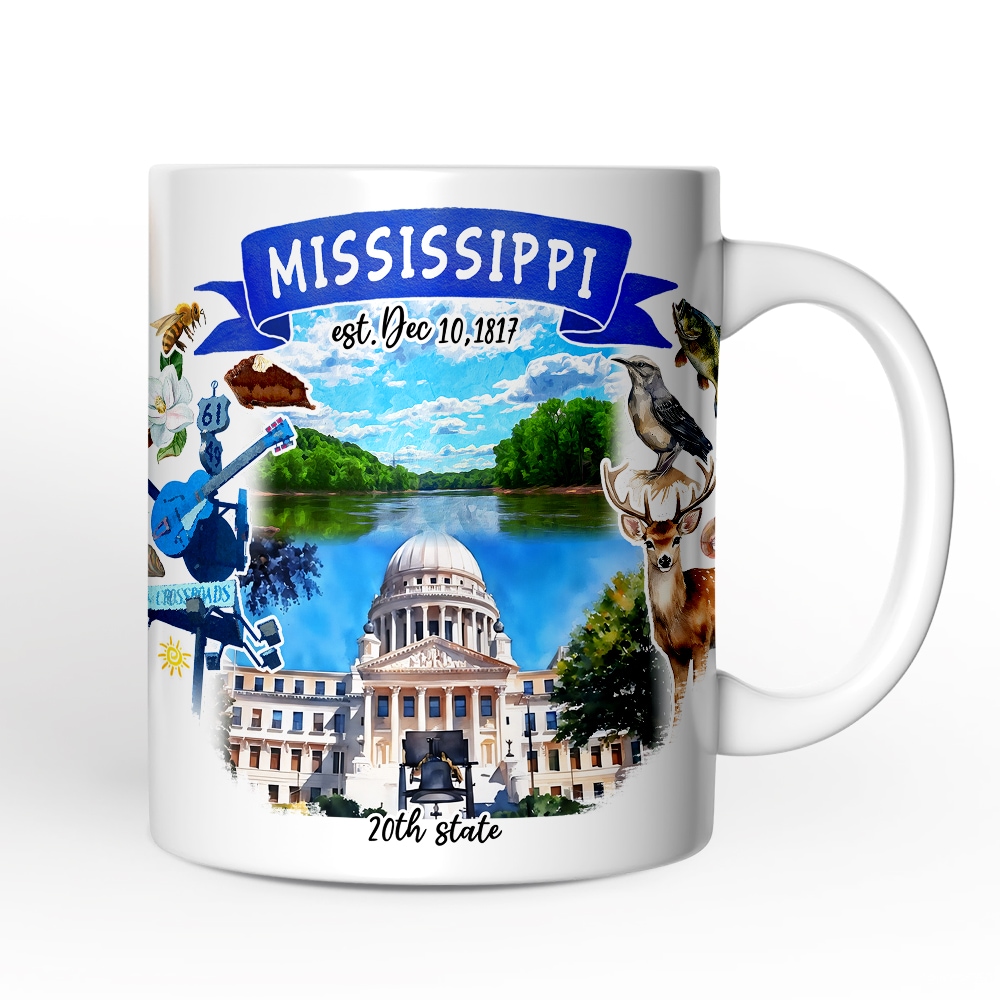 OrnamentallyYou NPCM375 Artistic Mississippi State Themes and Landmarks Mug