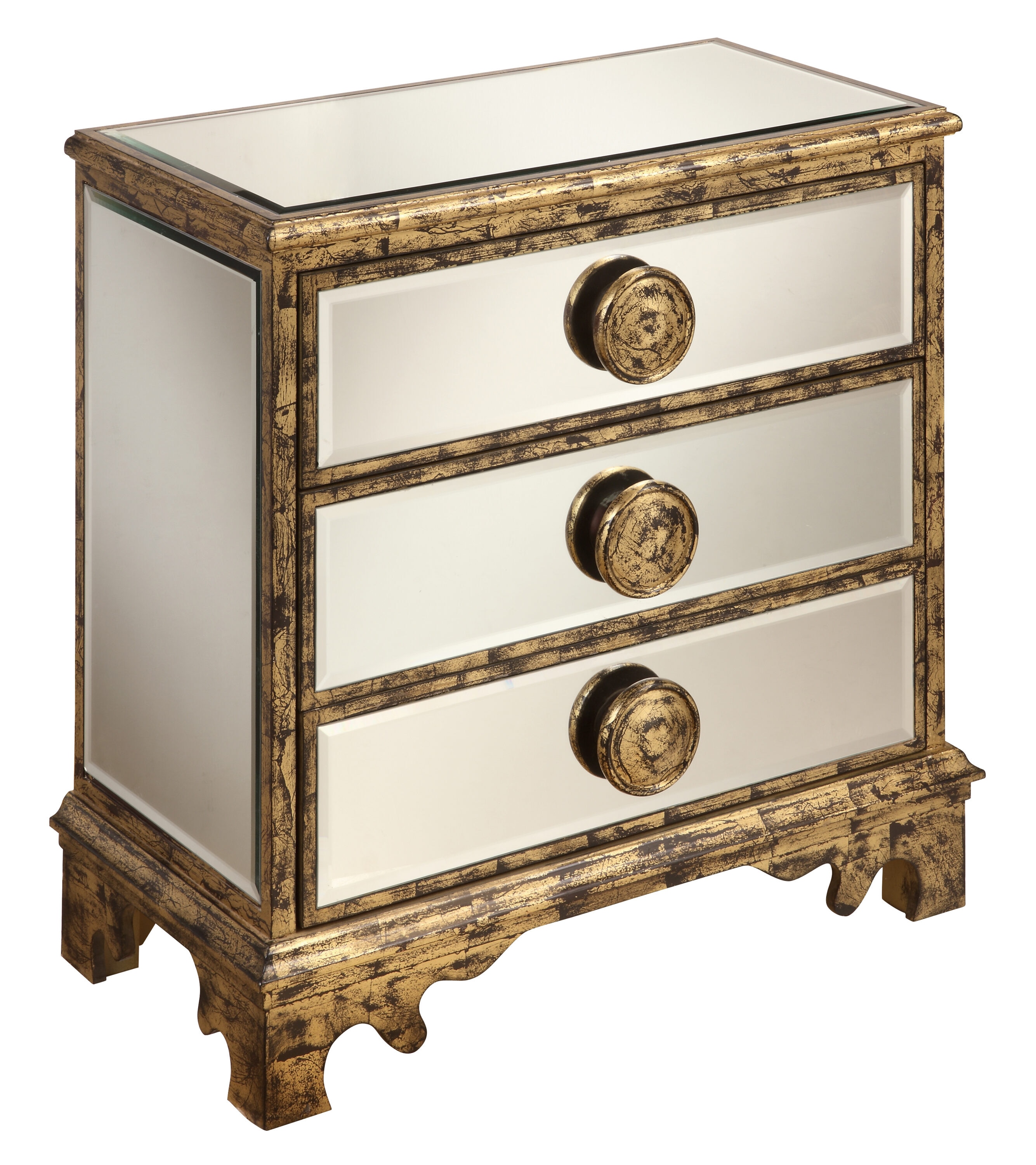 Coast to Coast 32155 Azen Mirror with Antique Gold 3-Drawer Accent Chest