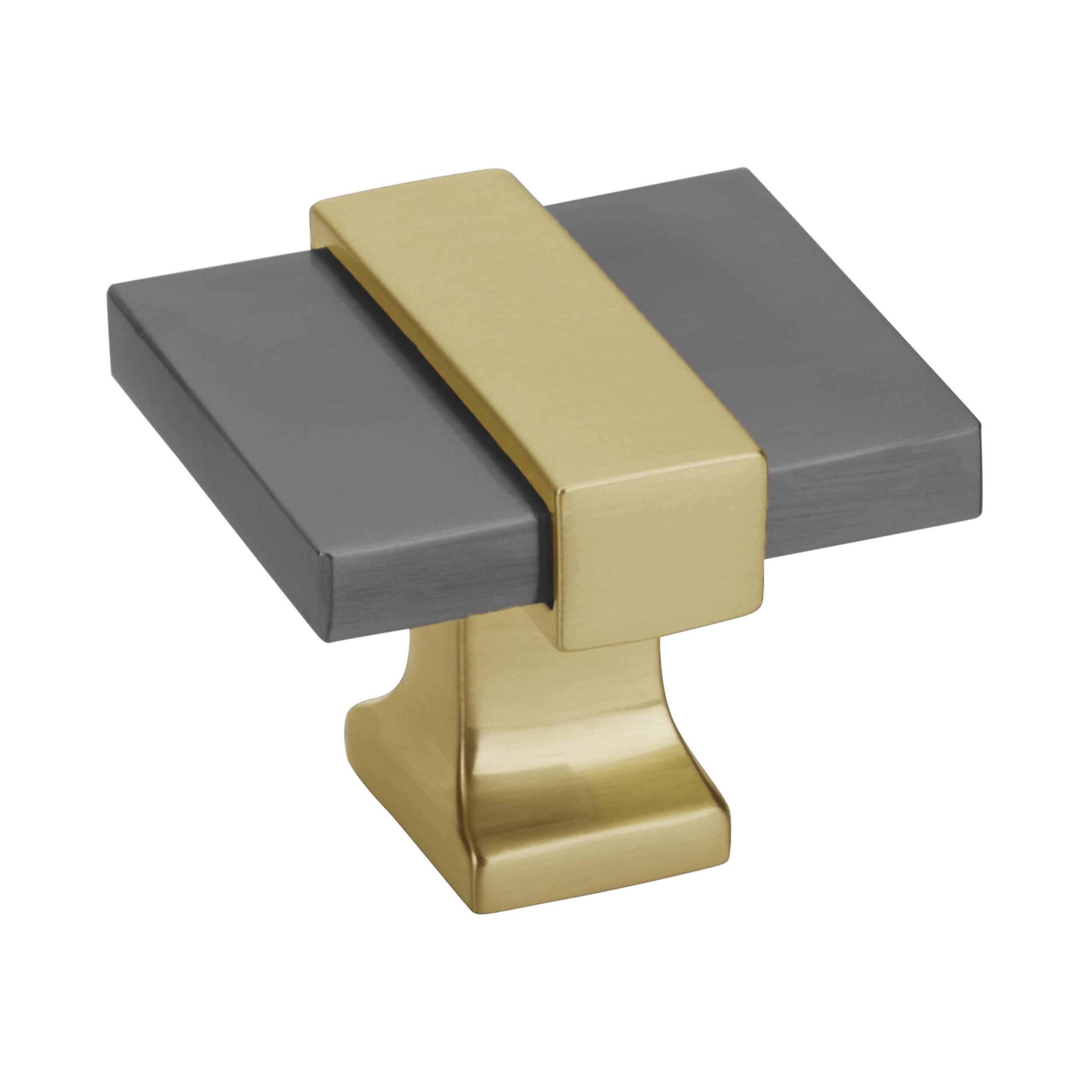 Amerock Overton 1-5/16-in Black Chrome/Brushed Gold Square Transitional ...