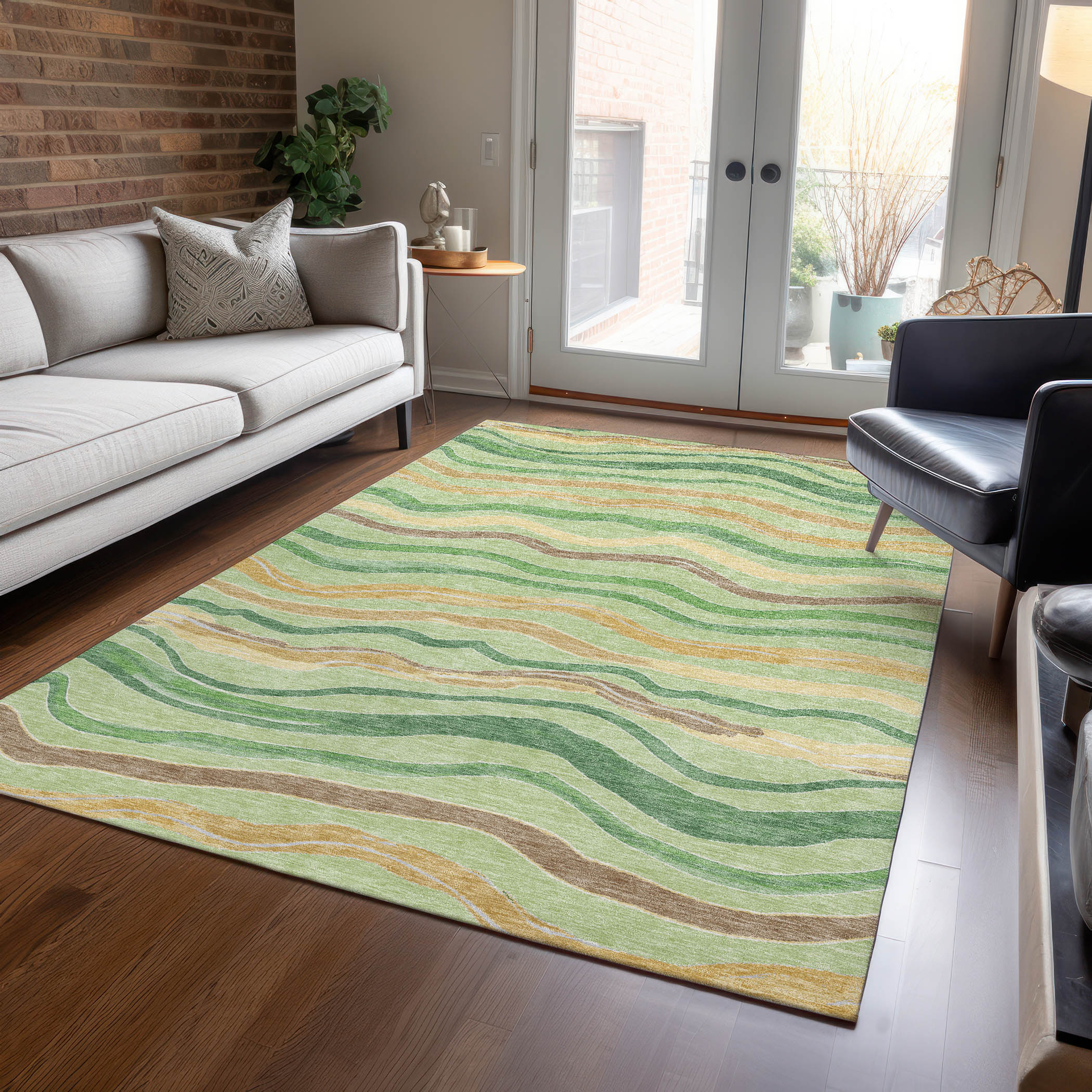 Addison Rugs ACN1582GE30X46 Chantille ACN1582GE 2 x 3 (ft) Polyester Green Rectangular Indoor/Outdoor Geometric Machine washable Area rug
