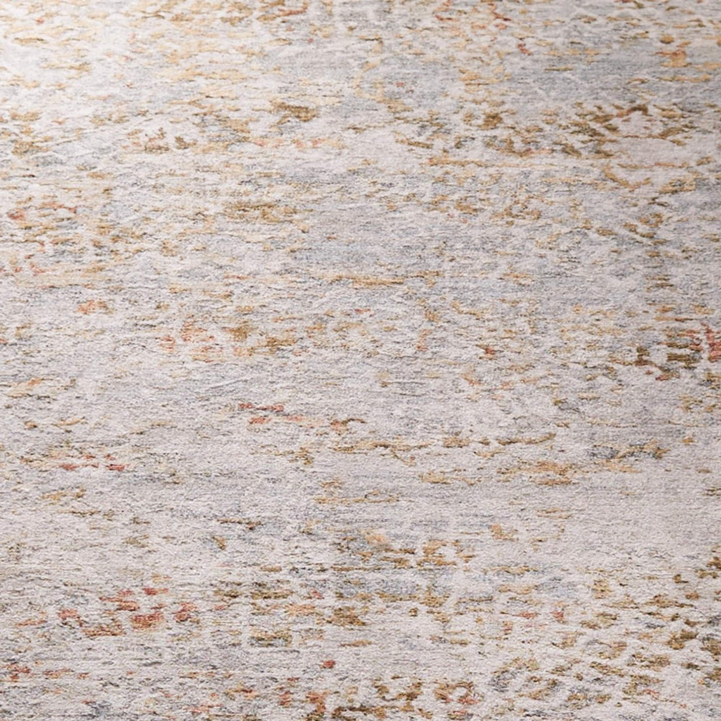 Elysian Blue & Gold Hand-Knotted 5'3" x 7'6" Synthetic Area Rug