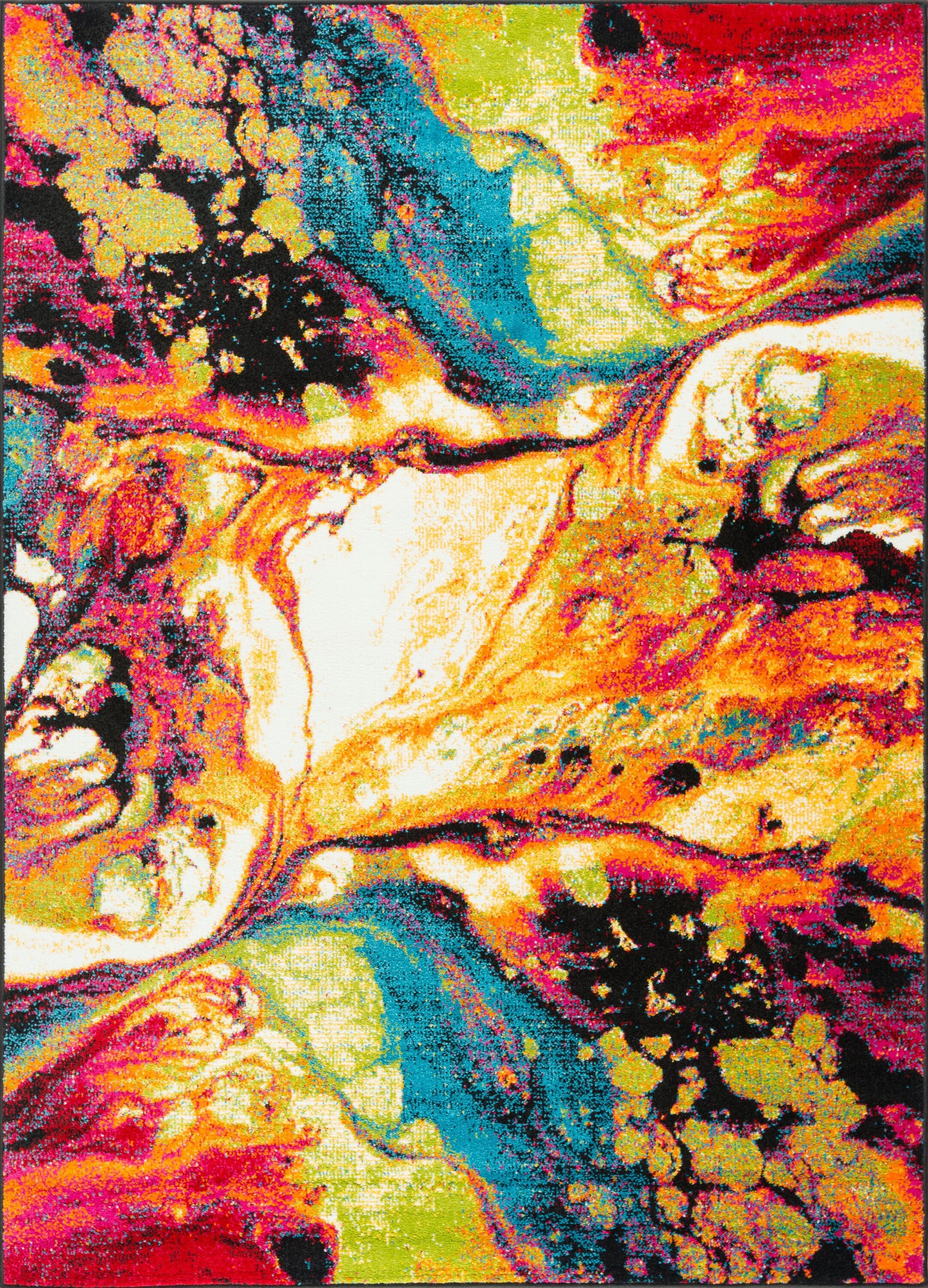 Reversible Abstract Black 5'3" x 7'3" Synthetic Area Rug
