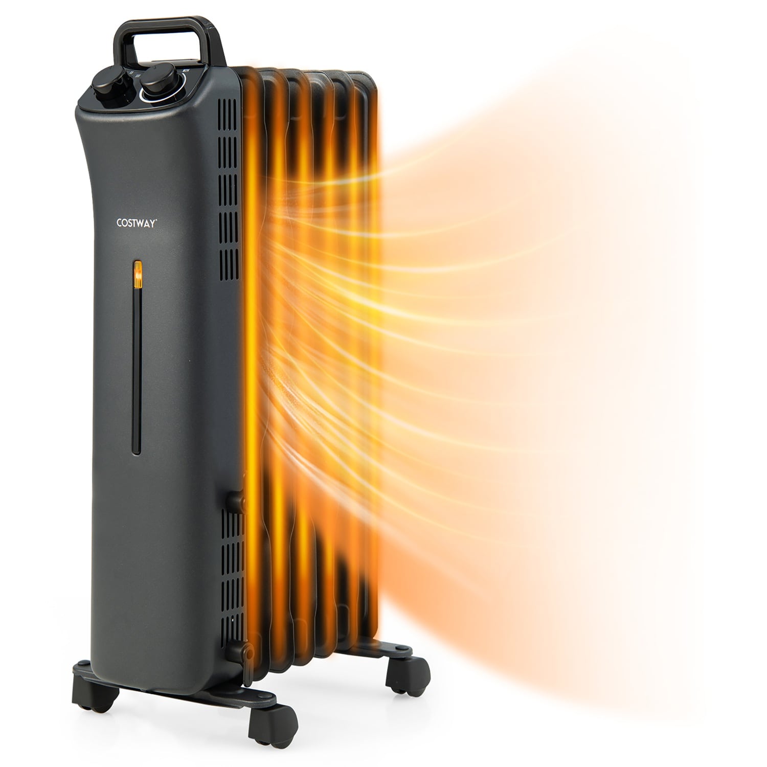 Costway -  1500W Oil Filled Space Heater Electric Heater with Adjustable Thermostat