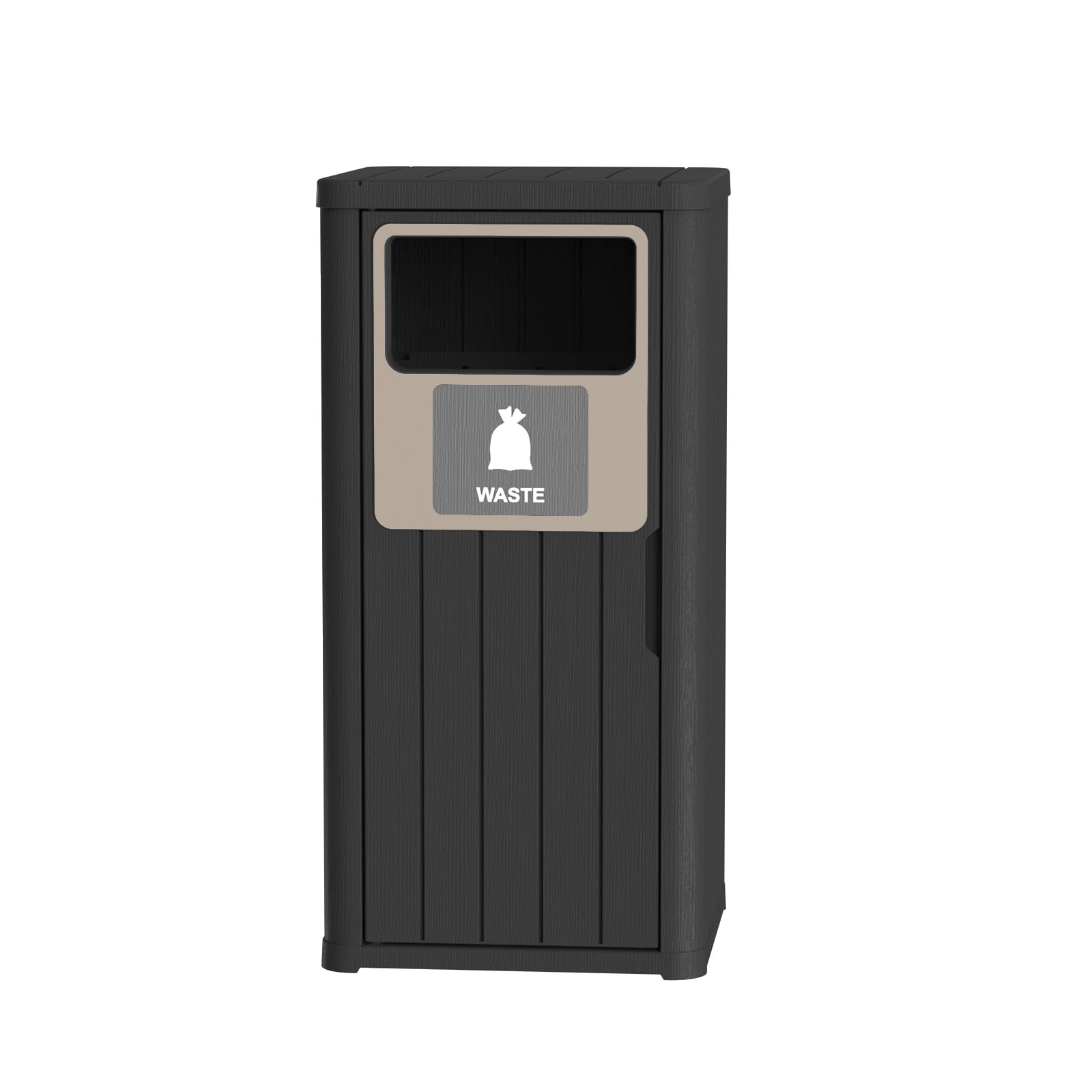 Patiozen 21 Gallon Wood-Like Outdoor Waterproof Trash Can with Bag Holder  Easy to Clean  Black