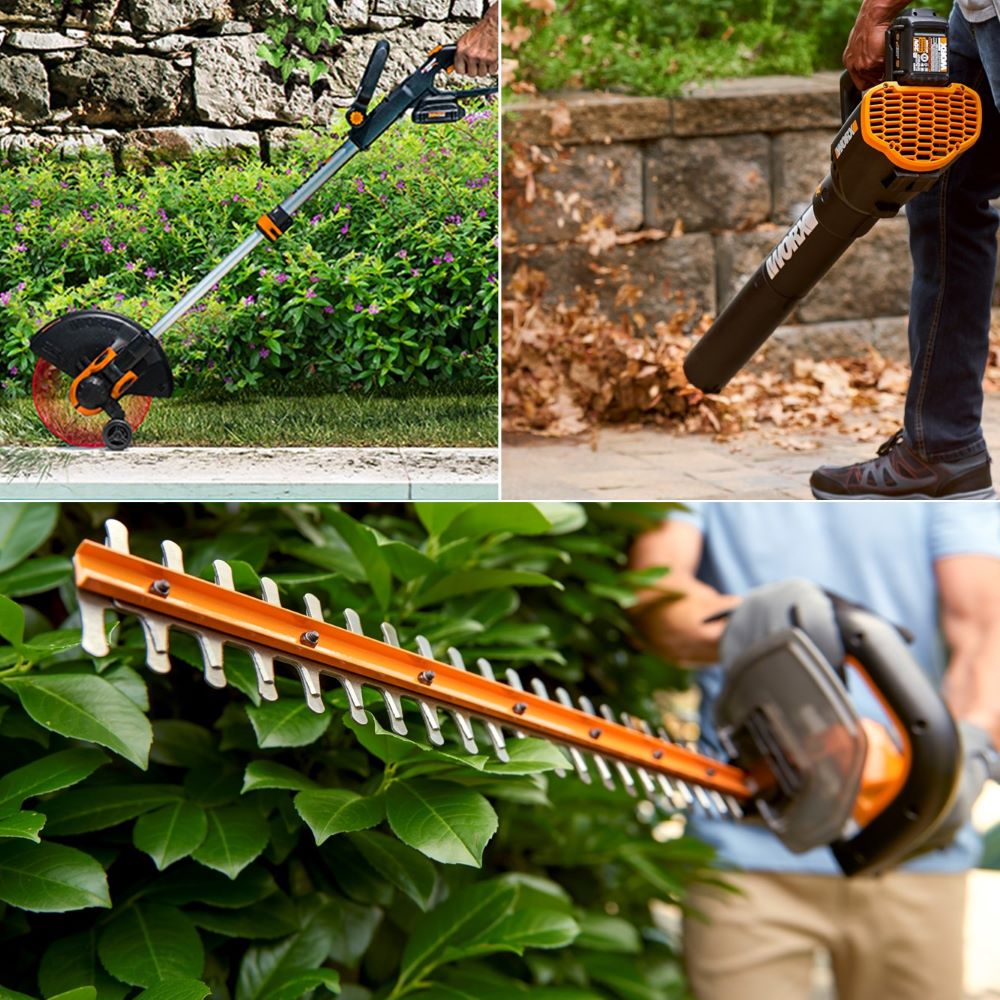 WORX WG931 Power Share 20-volt max Cordless Battery String Trimmer and Leaf Blower and Hedge Trimmer and 2 Ah (Battery Included) (Charger Included)