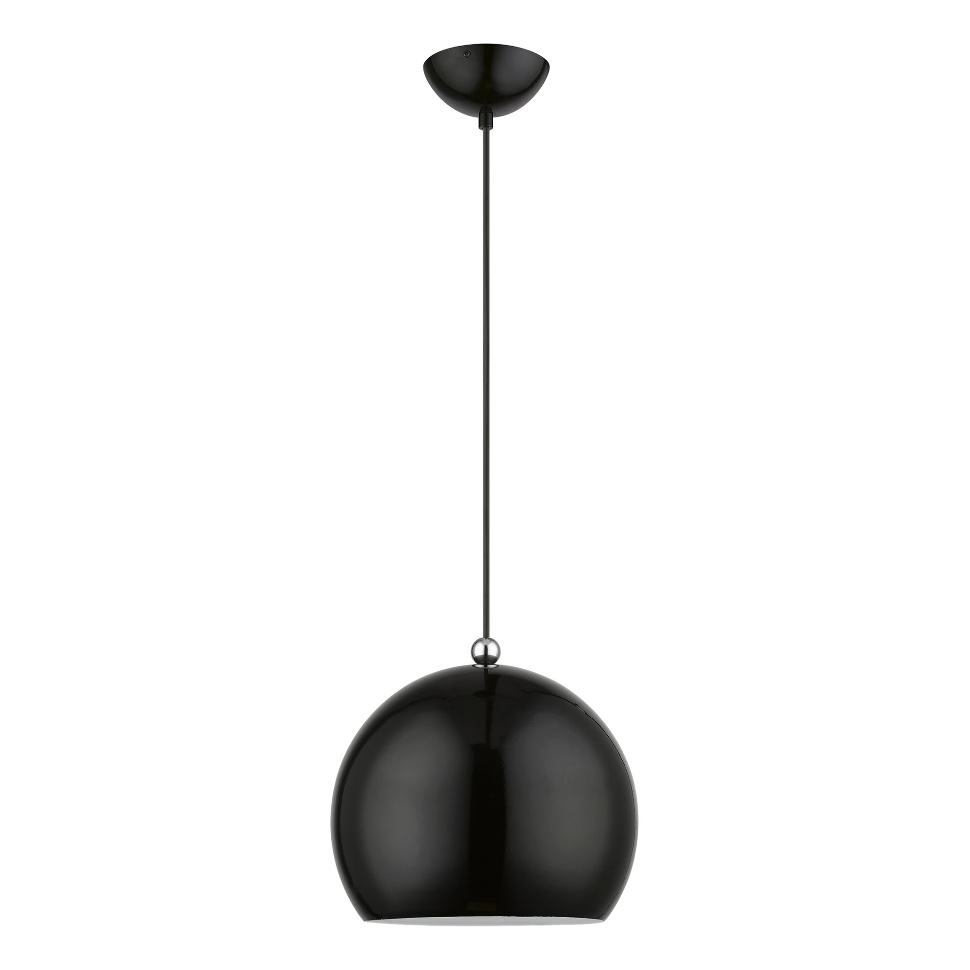 Stockton 11.75" Black and White Globe Pendant with Chrome Accents