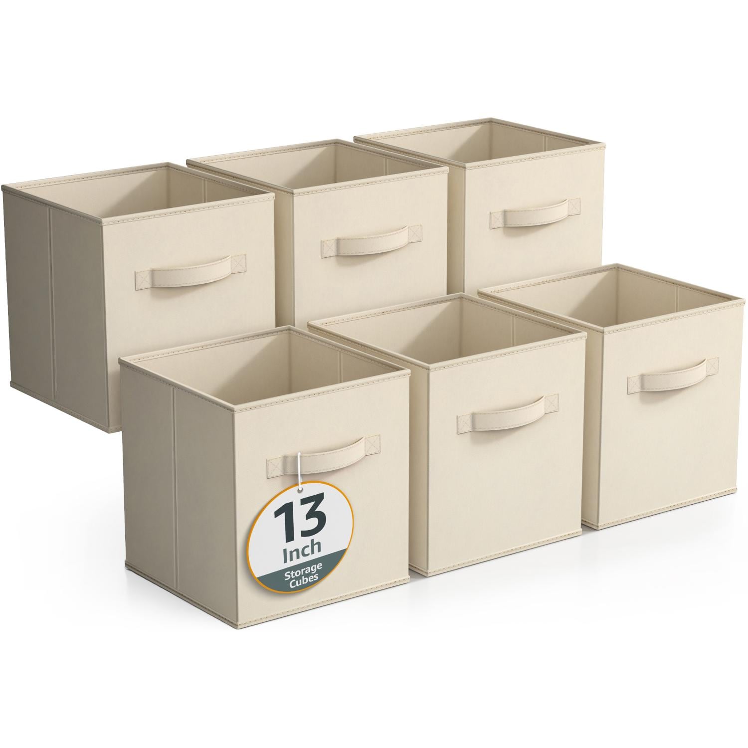 SORBUS STRG-BINLG-6PK Multiple sizes Beige Polyester Collapsible Bin