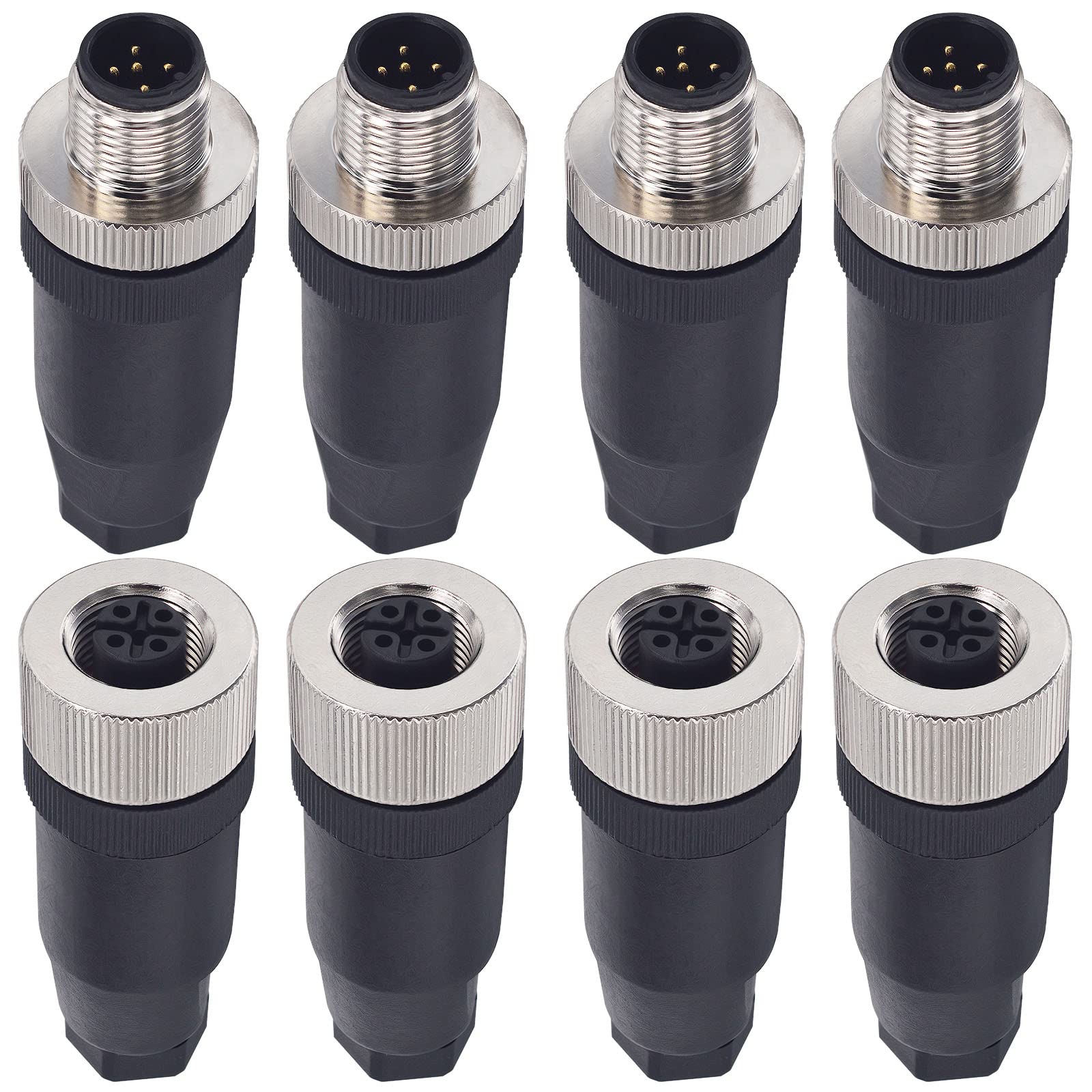 AOIZGMY  M12 5 Pin Male and Female Panel Aviation Wire Connector 12mm Industrial Circular Waterproof IP67 4 Sets durable home and garden