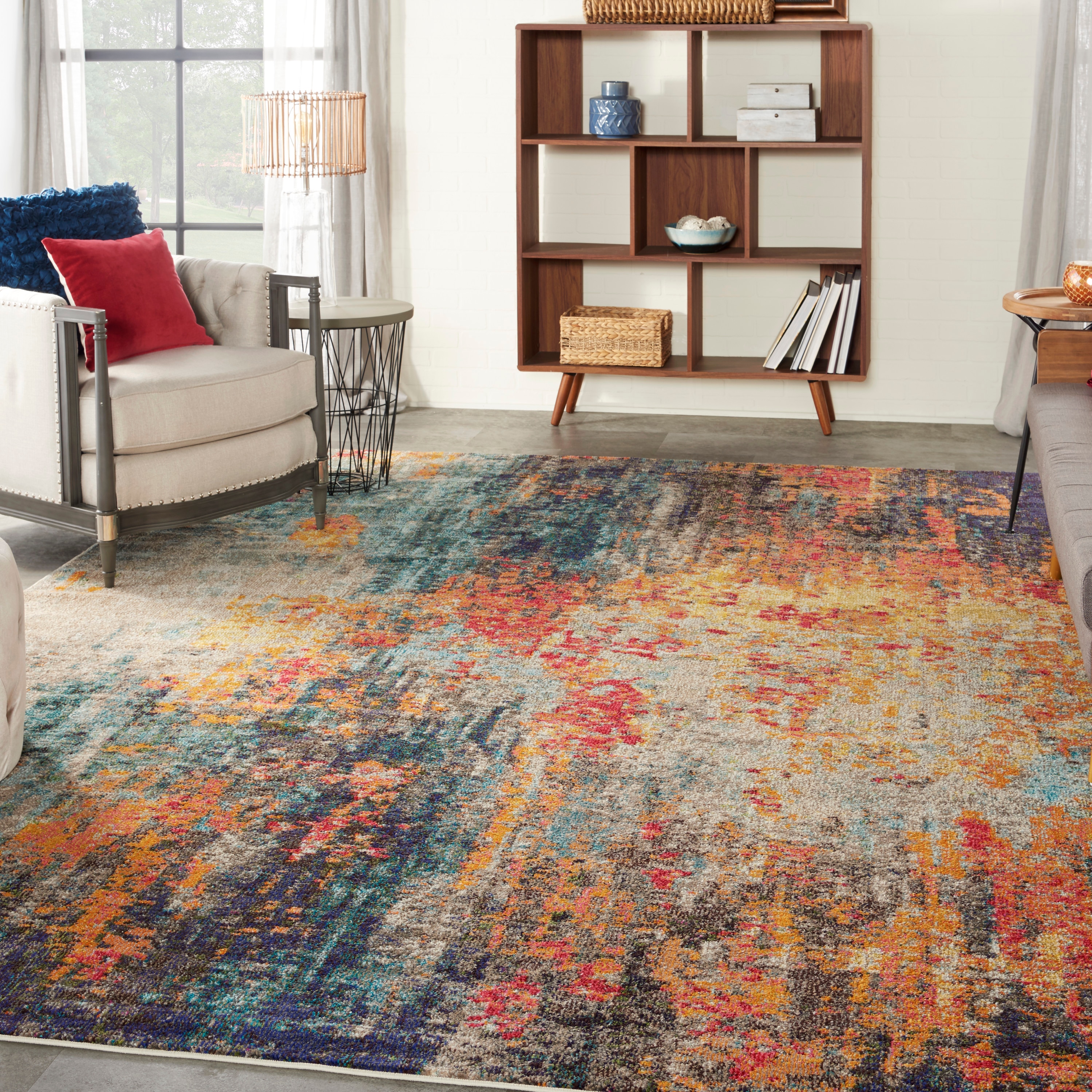 Nourison 99446816122 Celestial 9 x 12 (ft) Loomed Polypropylene Multicolor Rectangular Indoor Abstract Area rug