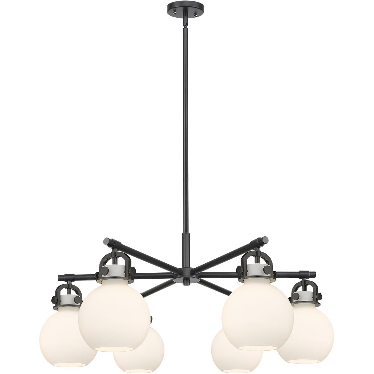 Innovations Lighting - 410-6CR-BK-G410-7WH Newton Sphere Chandelier Matte Black