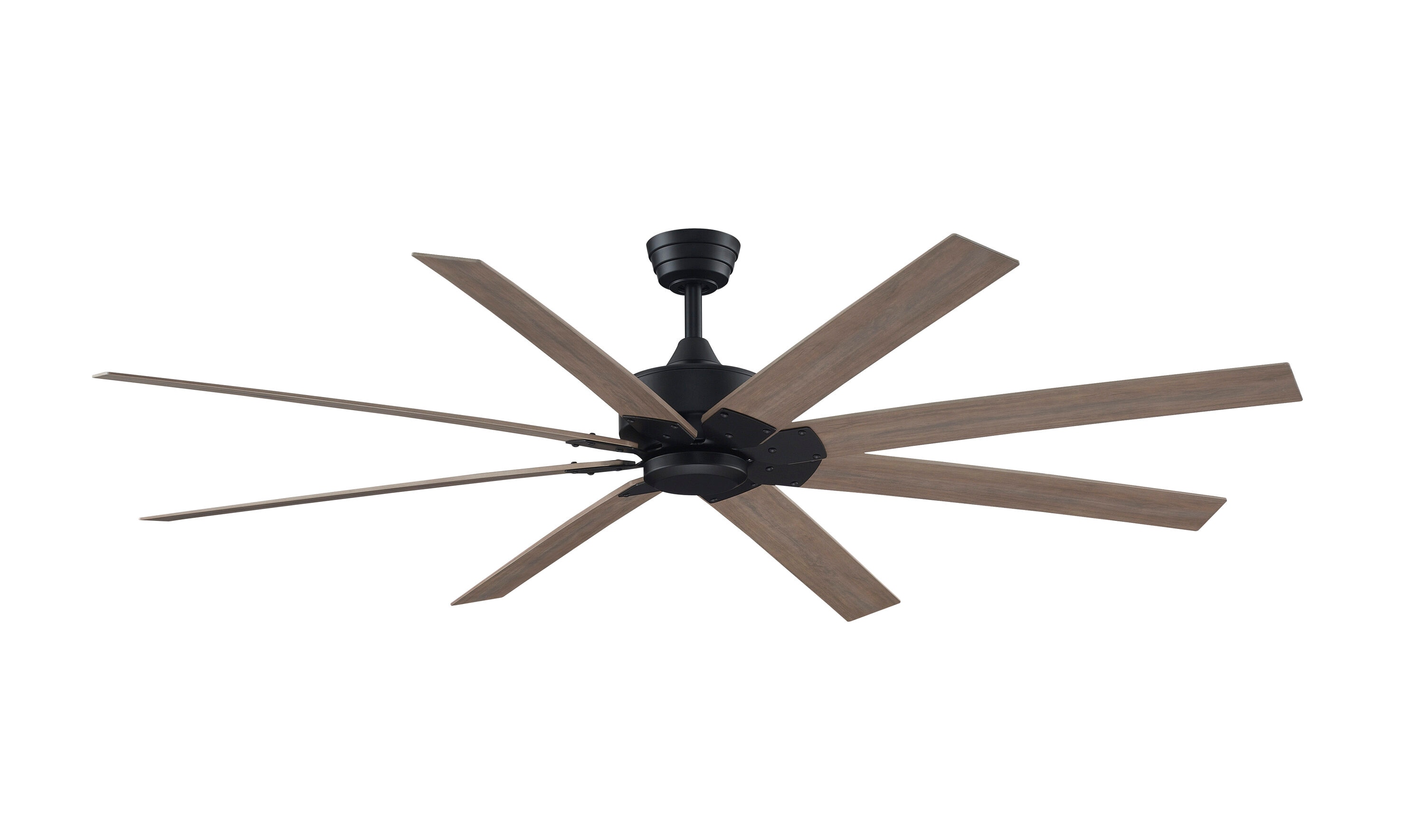 Fanimation FPD7912BBL-72WP Levon Custom 72-in Outdoor Smart Black with Washed Pine Blades Ceiling Fan Light Kit Compatible - Remote Included ( 8 -Blade )