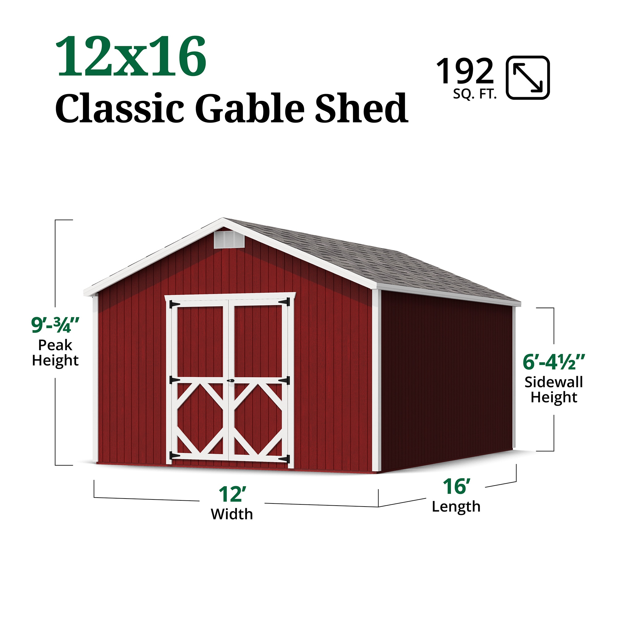 Little Cottage Co 12X16 CGS-PC-FK Wood-Storage-Buildings - View #3
