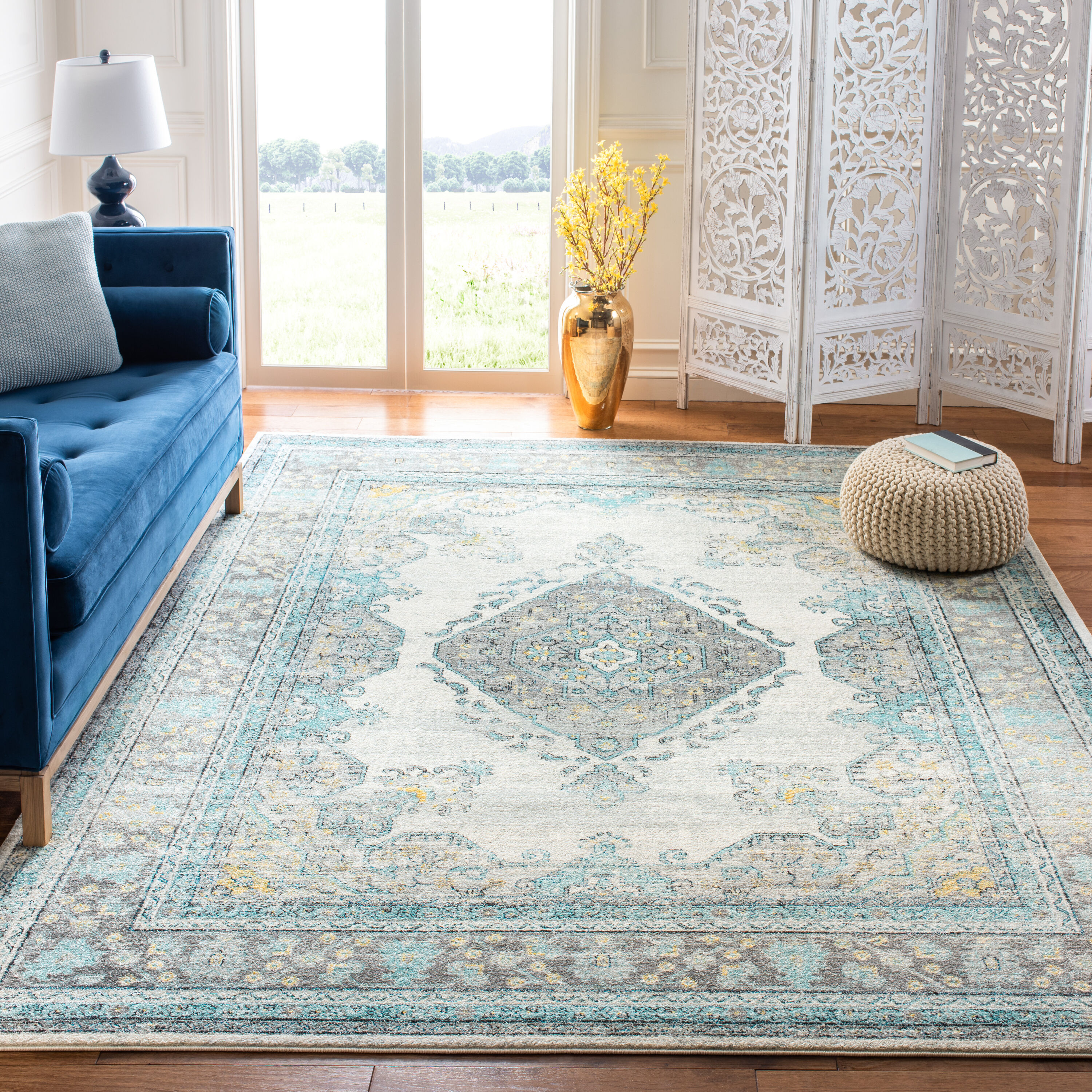 Evoke 250F Grey Blue 8in x 10in Rug