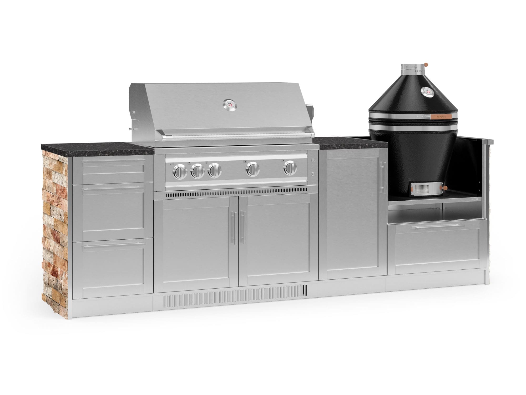 NewAge Products 68875 Signature Series Cabinets Platinum Grill 8 -Piece 107.16-in W x 25.5-in D x 57.5-in H Modular Outdoor Kitchen Set 5 Burners