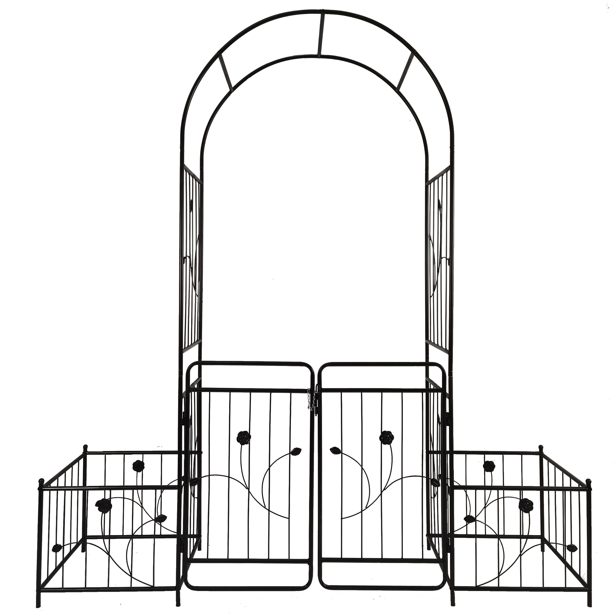 AHIOU HOME ZAAHG-81132GA Detroit 6.6-ft W x 7.2-ft H Arched Black Steel Garden Arbor